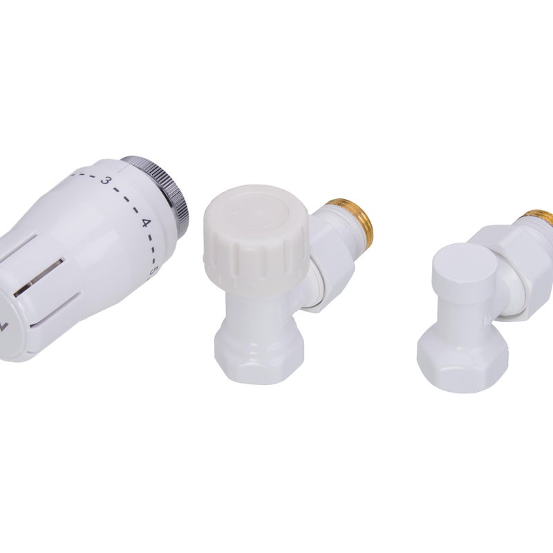 Zestaw termostatyczny KĄTOWY 1/2" biały SCHLOSSER