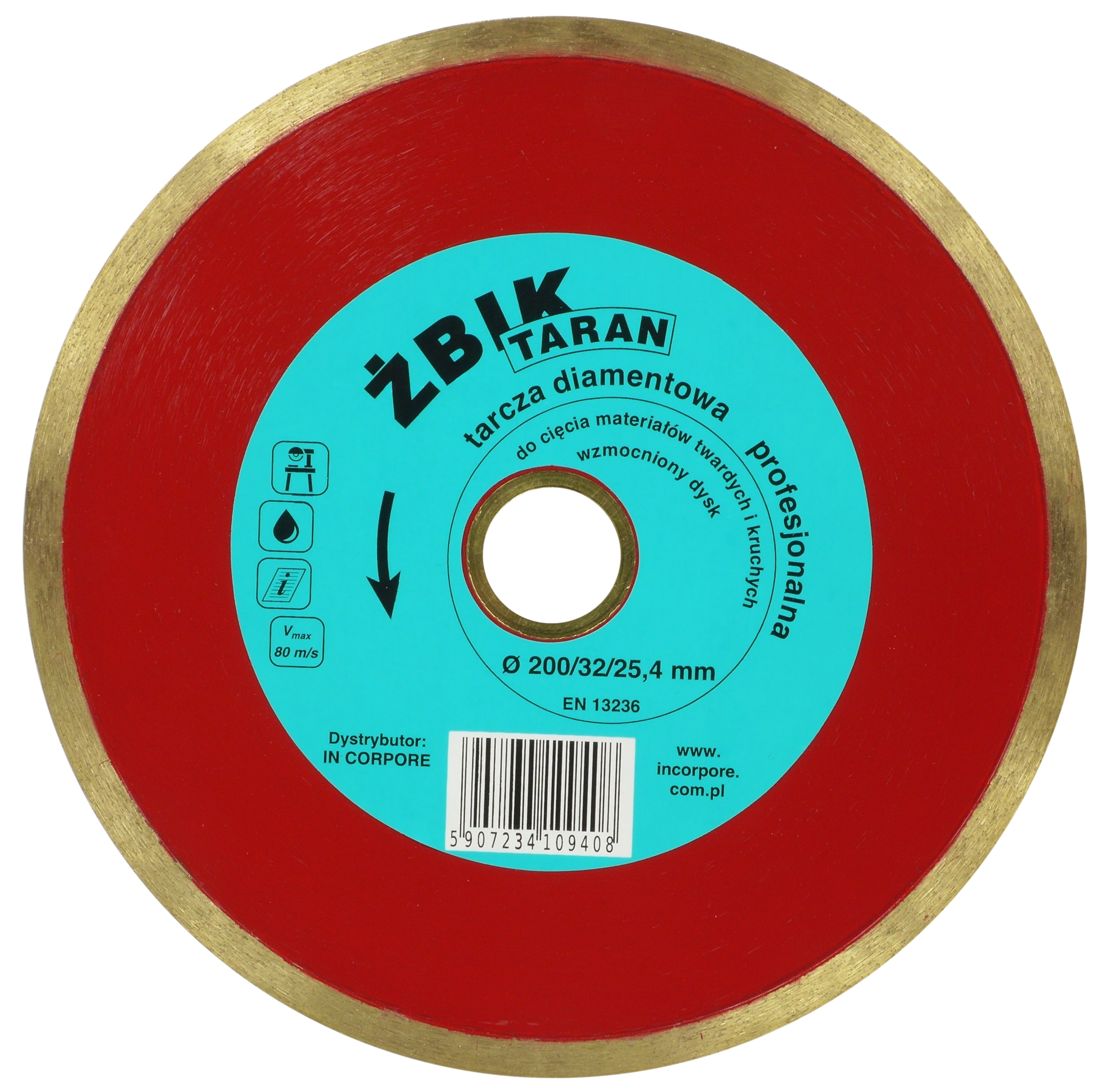 Tarcza diamentowa ŻBIK TARAN 200x32/25,4mm do ceramiki IN CORPORE