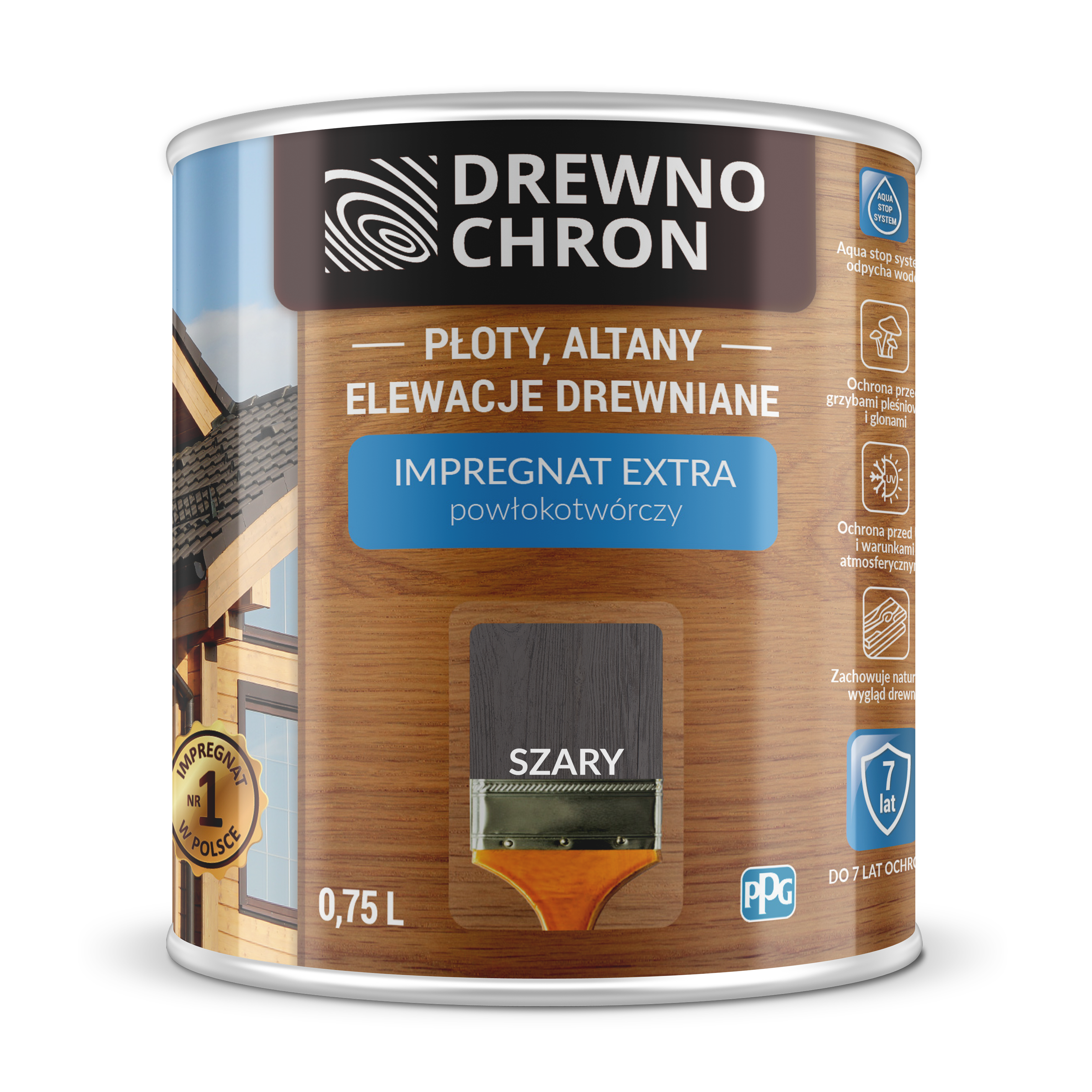 Impregnat do drewna Drewnochron Extra powłokotwórczy 0.75 l Szary - 2