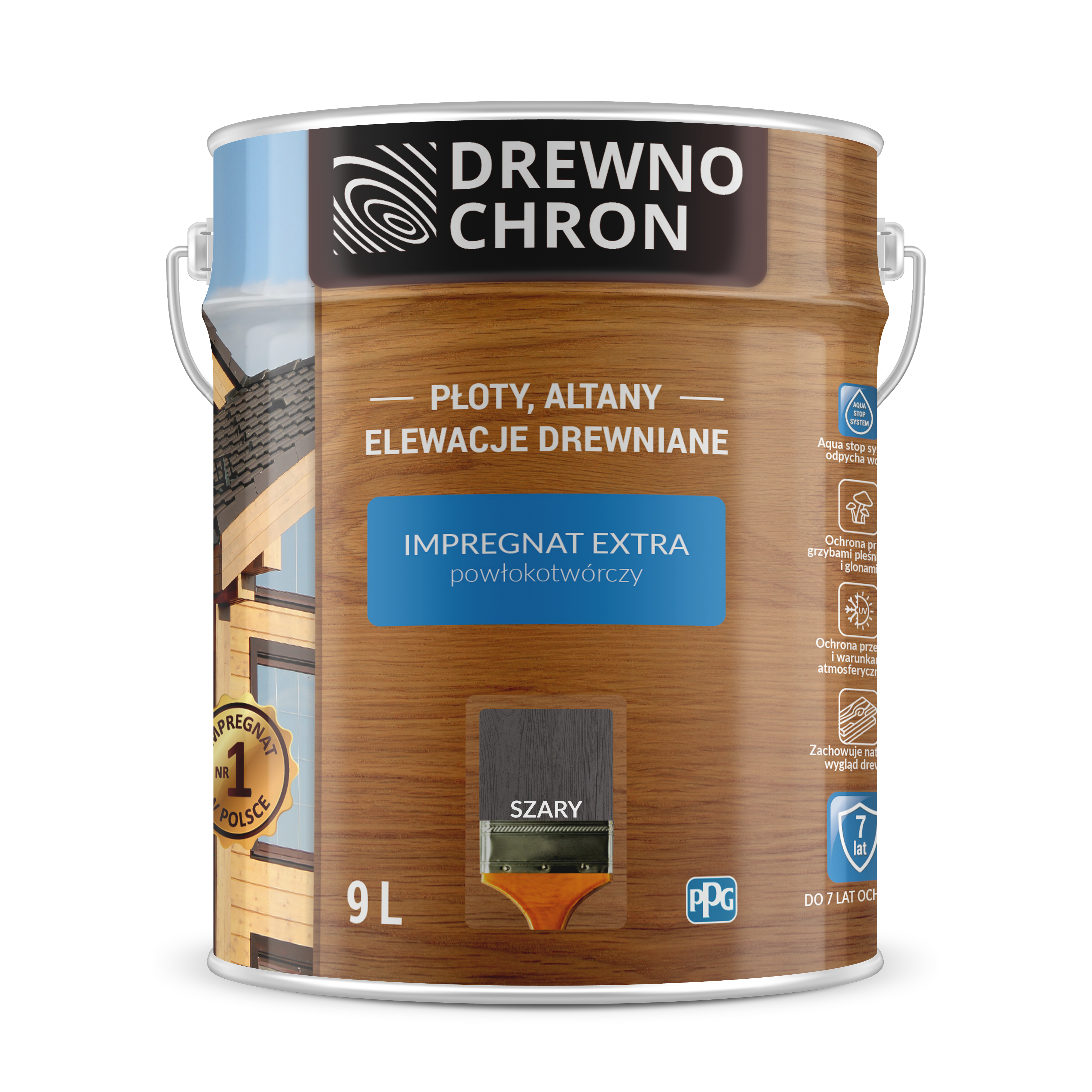 Impregnat do drewna Drewnochron Extra powłokotwórczy 9 l Szary - 2