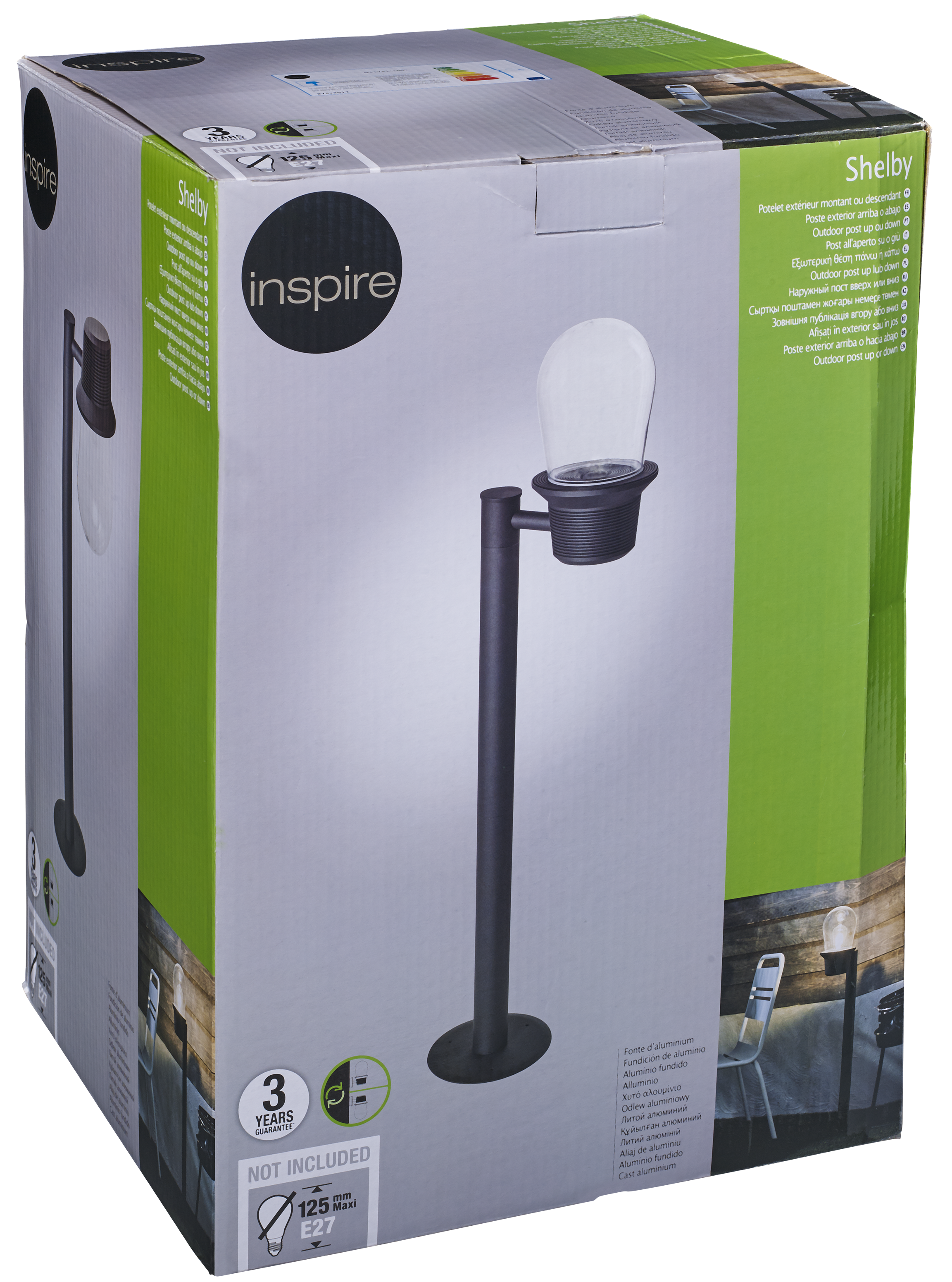 Lampione da giardino, Shelby H 138 cm, nero, IP44 INSPIRE - 9