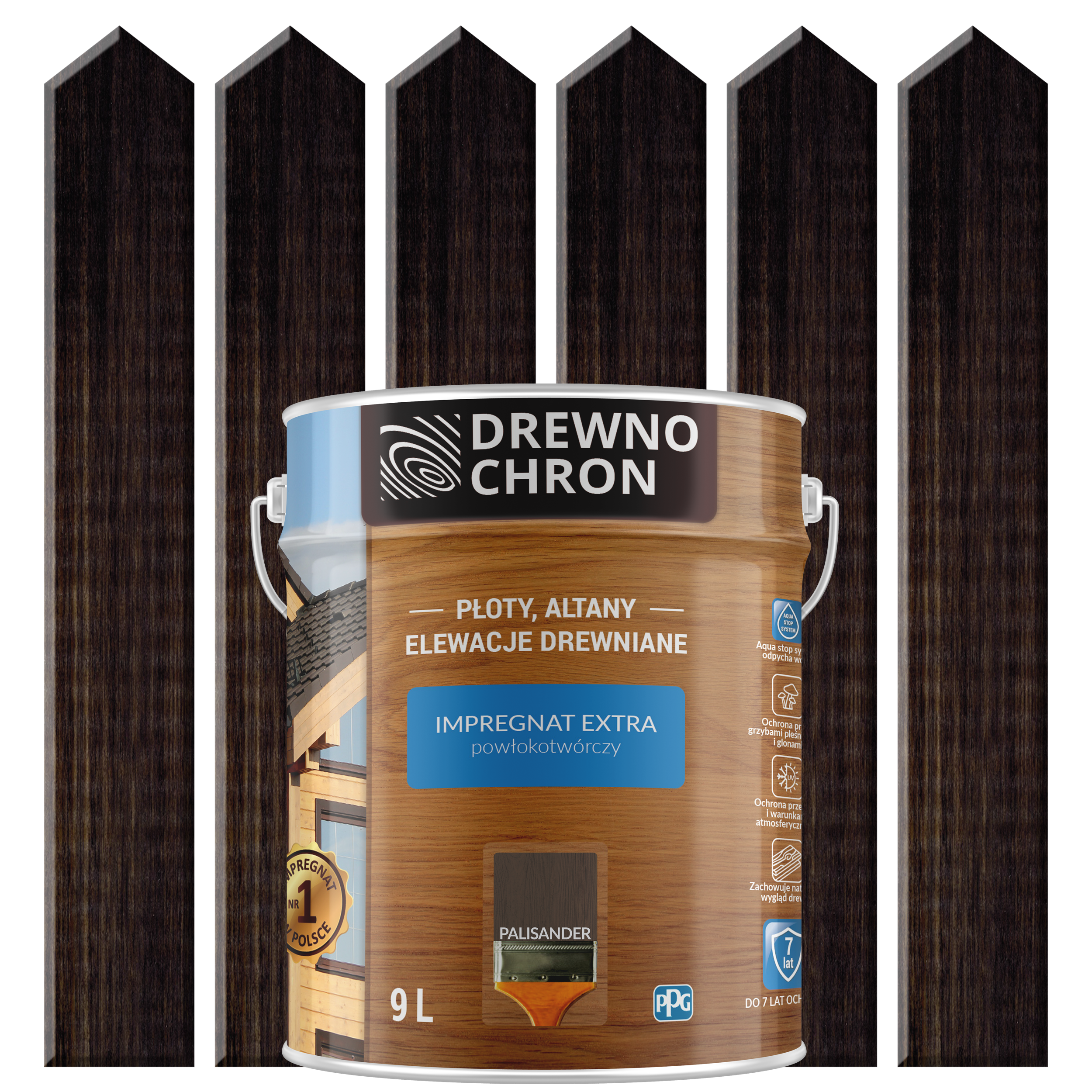 Impregnat do drewna Drewnochron Extra powłokotwórczy 9 l Palisander