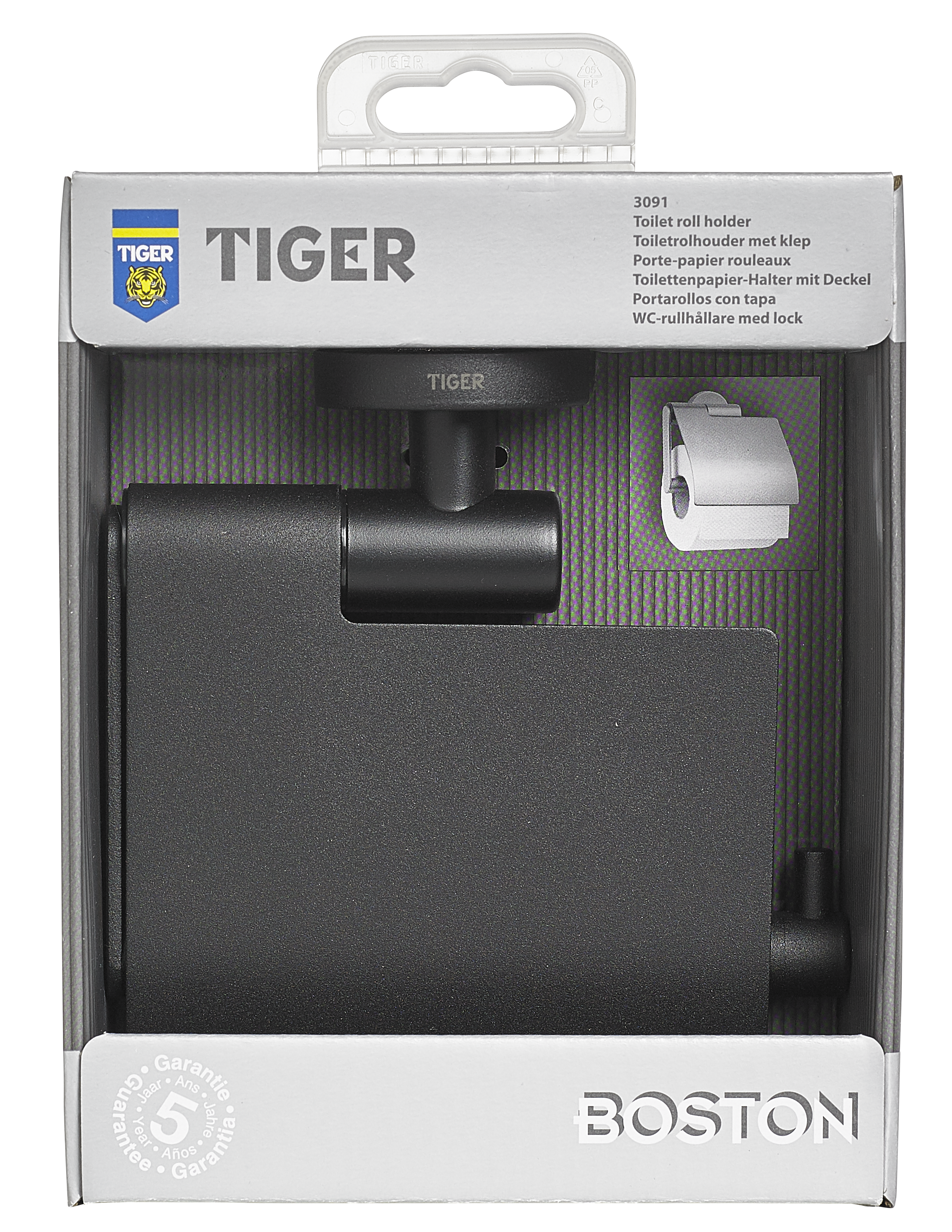 Uchwyt na papier toaletowy z pokrywą Boston Tiger - 23
