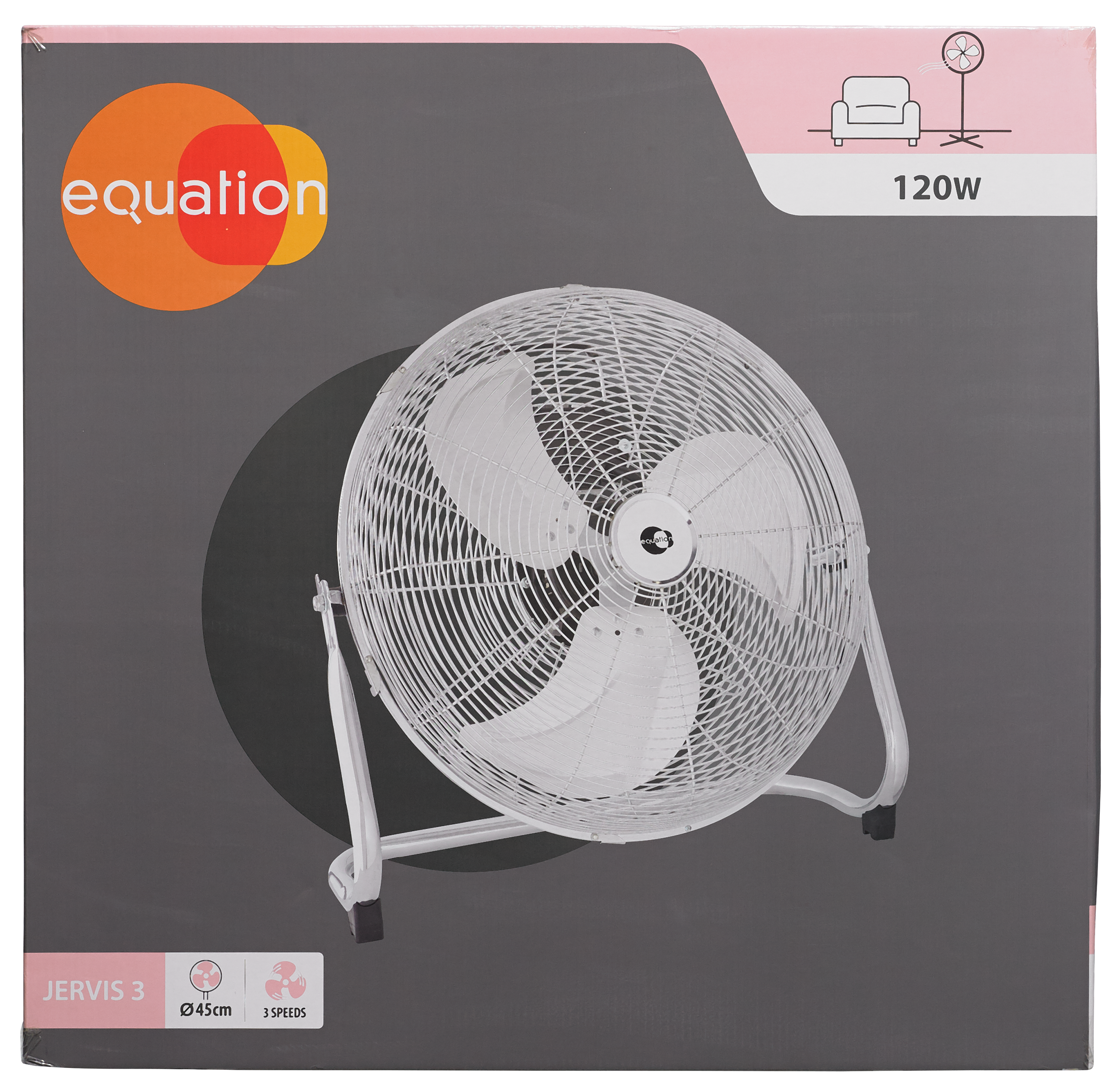 Wentylator podłogowy cyrkulacyjny bębnowy 45 cm M4AGEQ01 120W inox Equation - 4