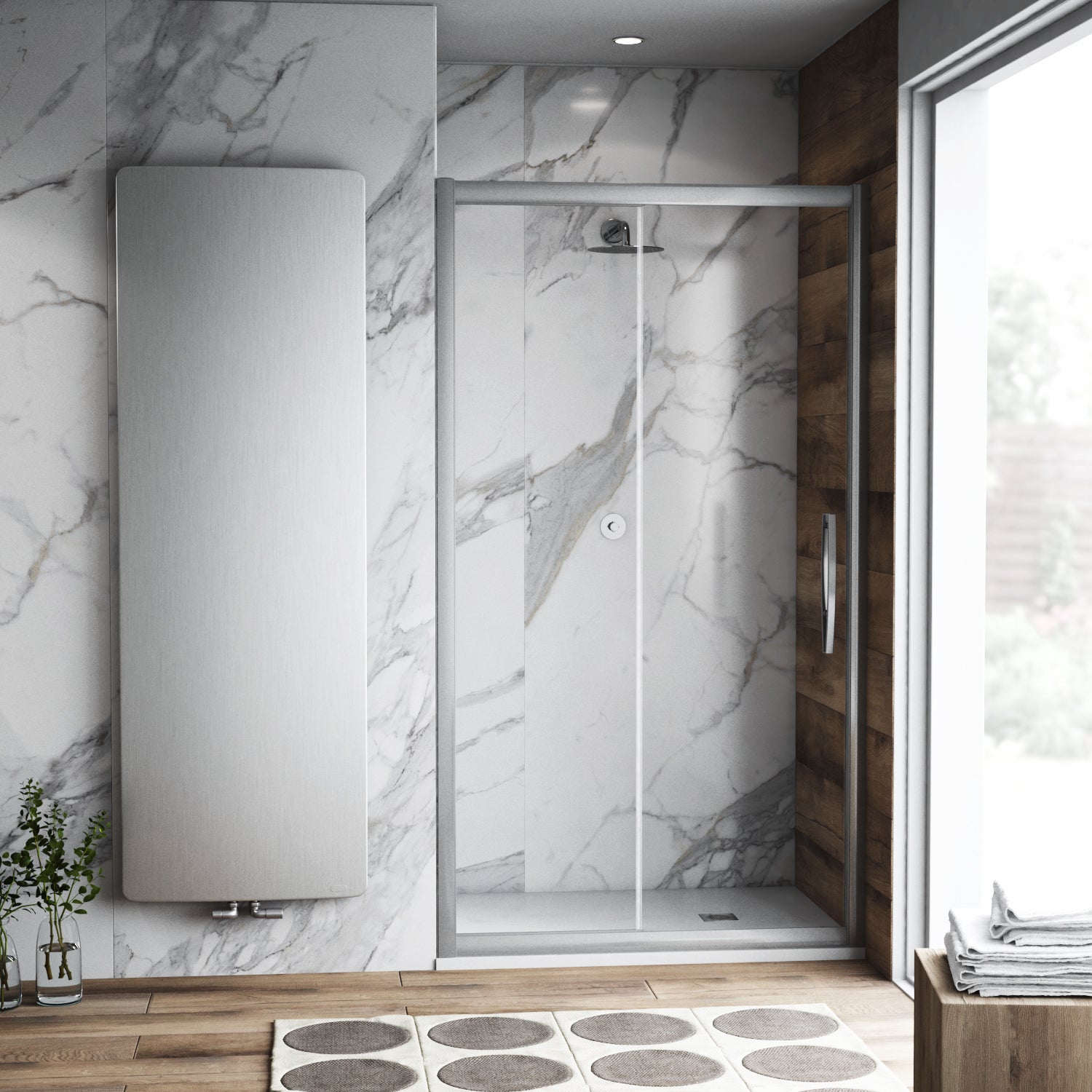 Porta doccia scorrevole Namara, L 135-140 cm x H 195 cm x SP 8 mm, profilo cromo - 2