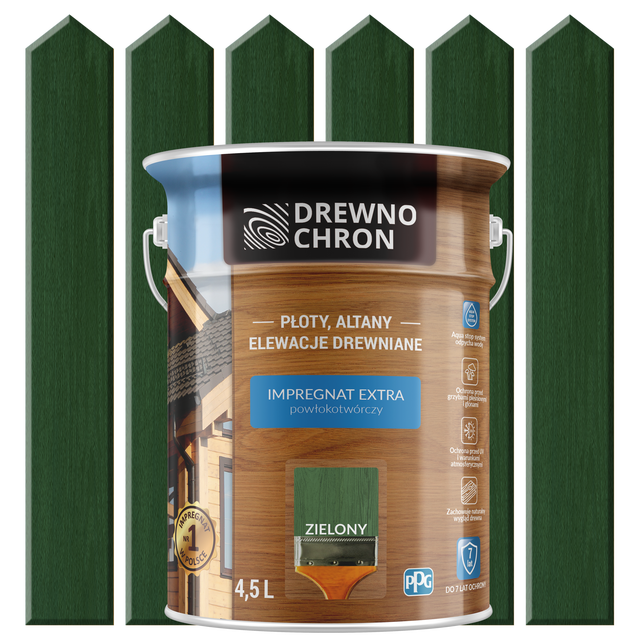 Impregnat do drewna Drewnochron Extra powłokotwórczy 4.5 l Zielony
