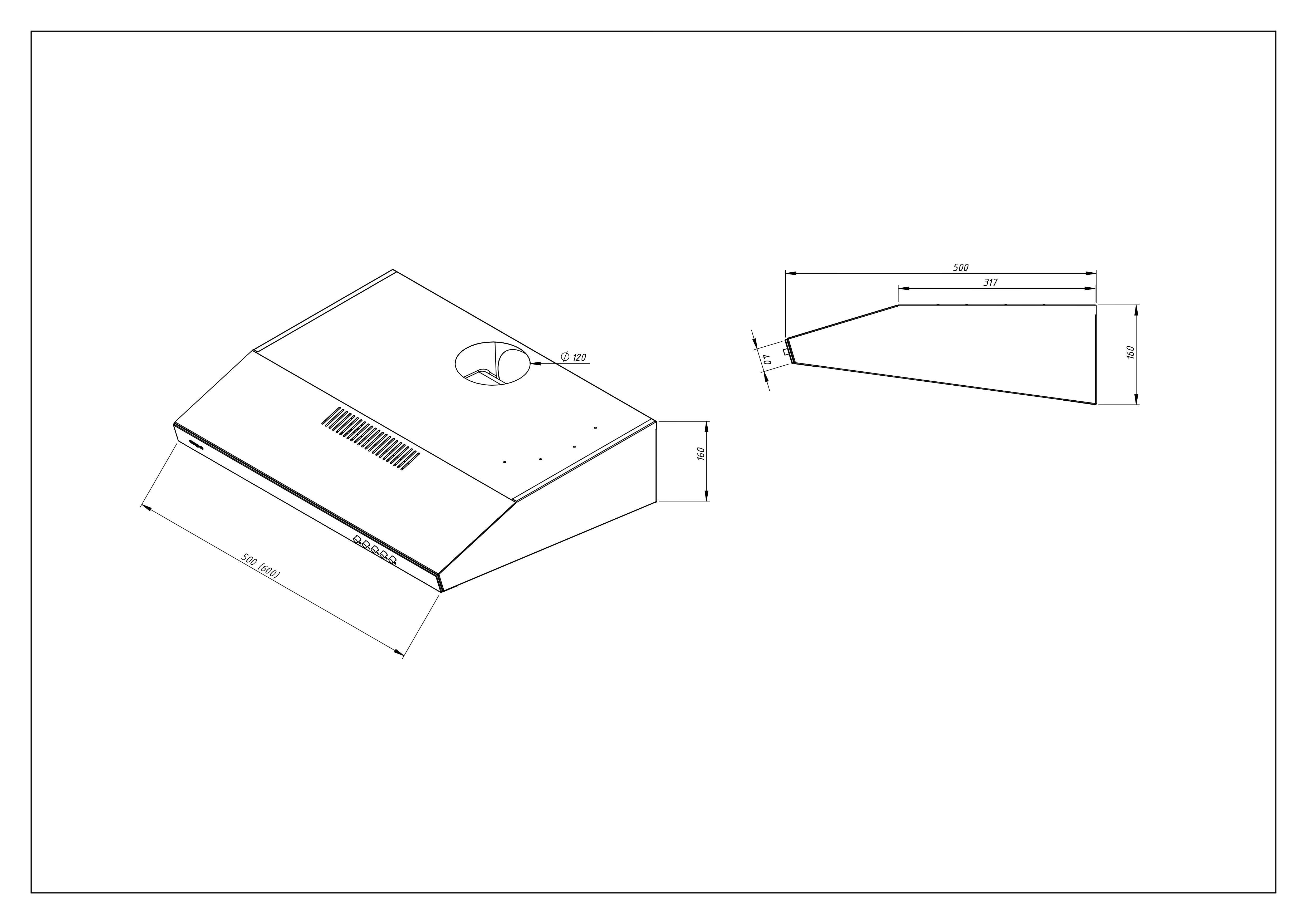 Okap podszafkowy WK-7 K-Glass inox 50 cm Akpo - 2