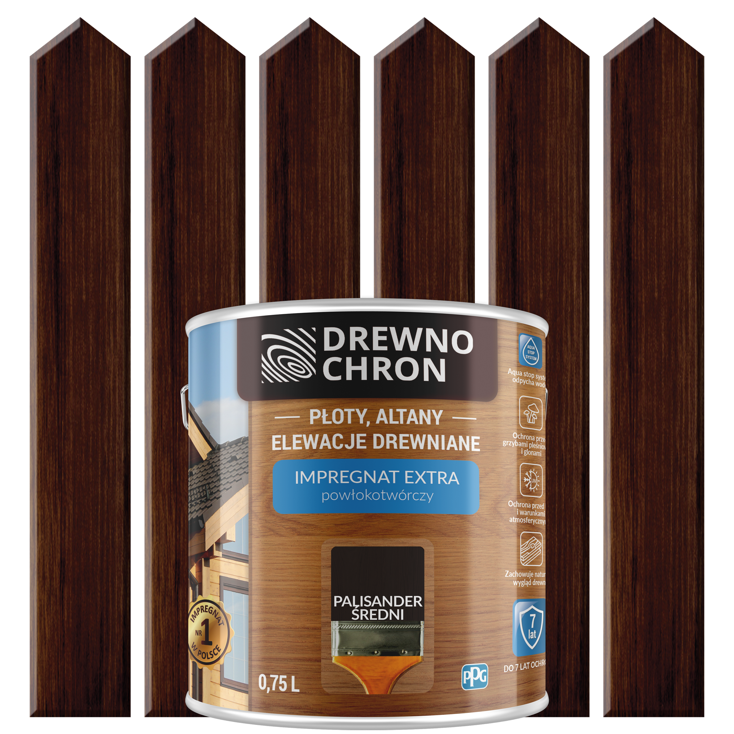 Impregnat do drewna Drewnochron Extra powłokotwórczy 0.75 l Palisander średni