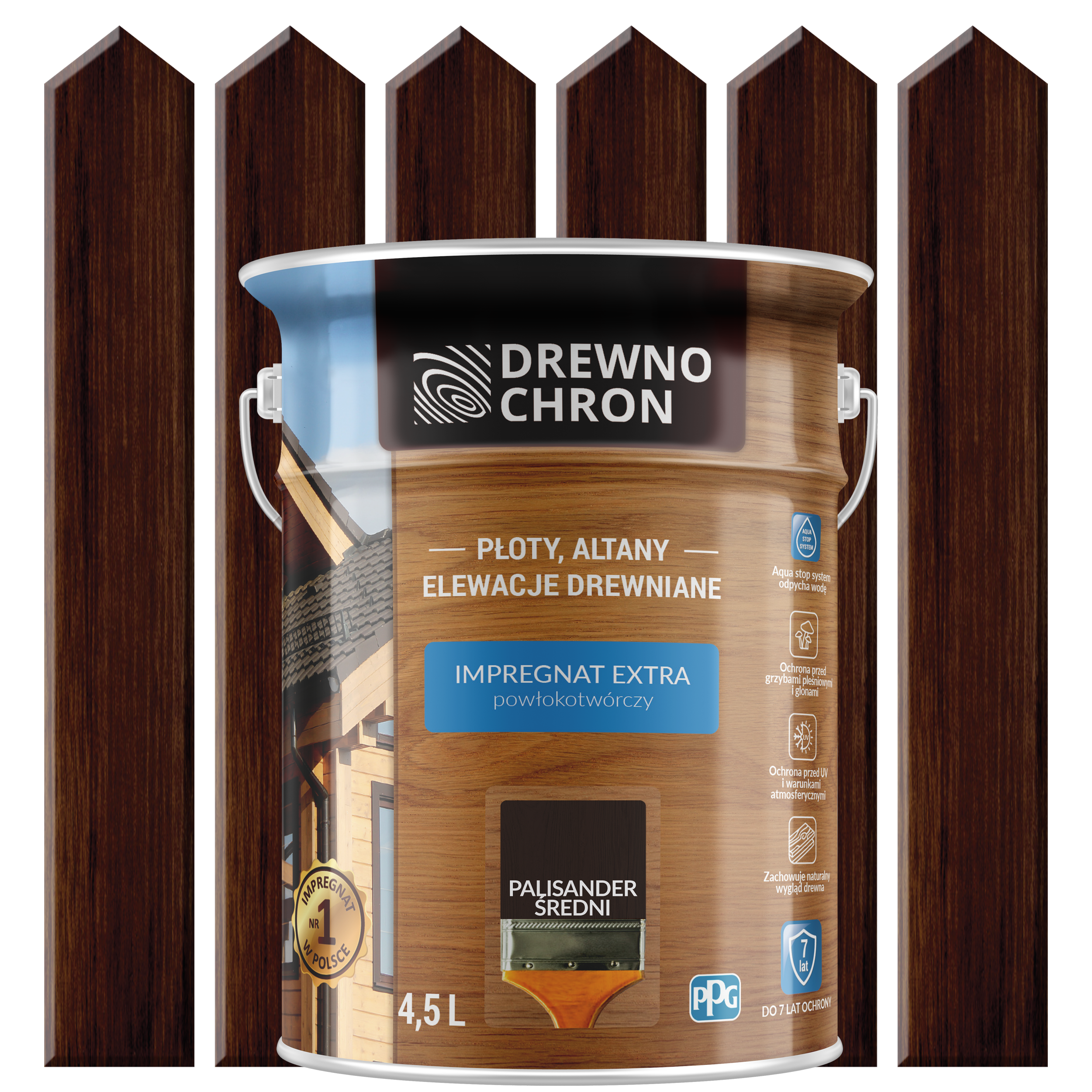 Impregnat do drewna Drewnochron Extra powłokotwórczy 4.5 l Palisander średni