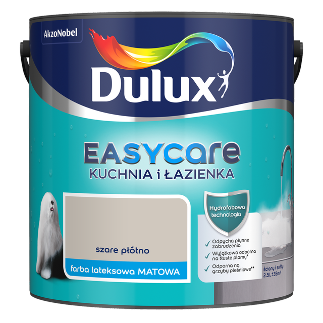 Farba Dulux Easycare kuchnia i łazienka Szare płótno 2.5 l