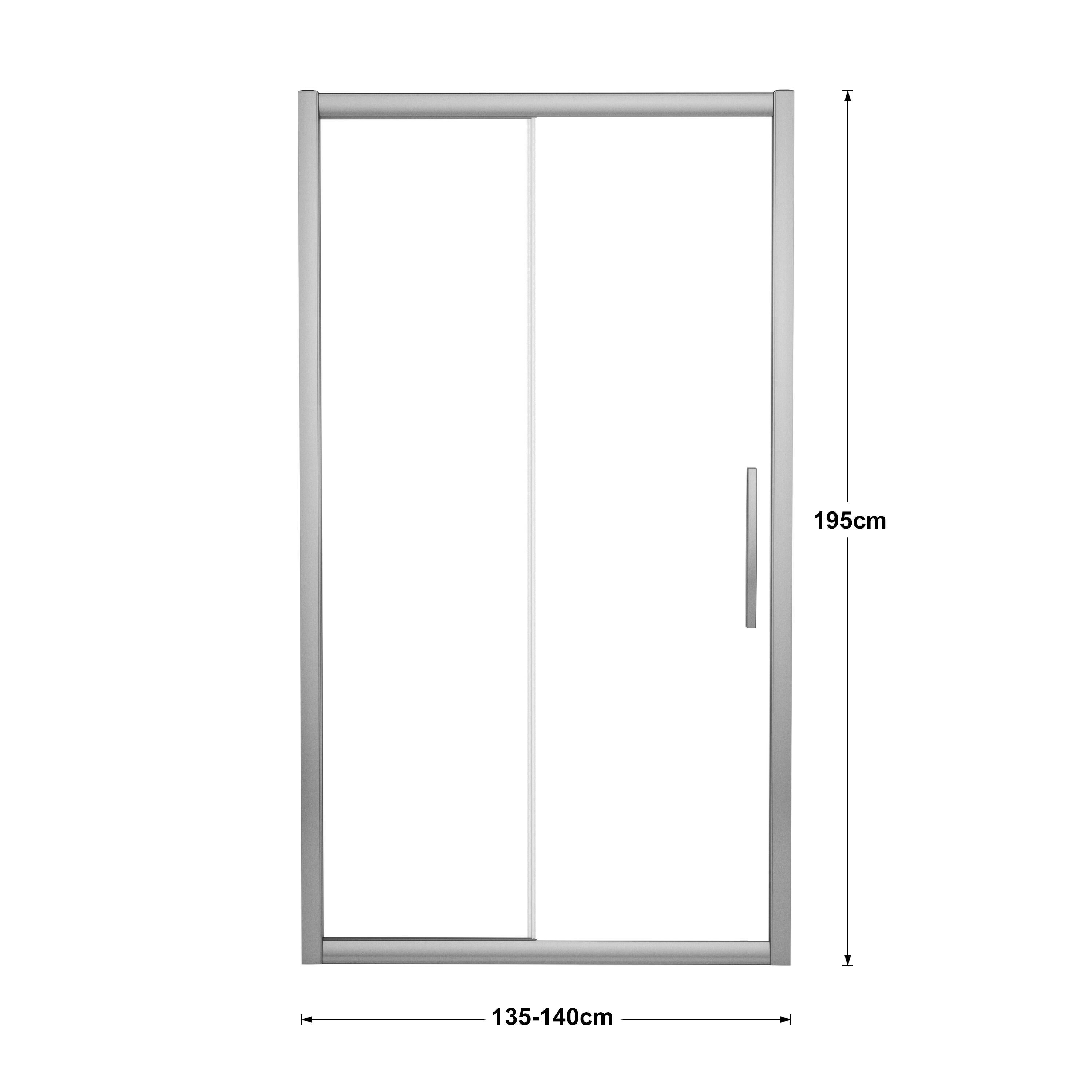 Porta doccia scorrevole L 135-140 cm x H 195 cm per nicchia in vetro trasparente SP. 8 mm, profilo lucido cromo, serie Namara - 8