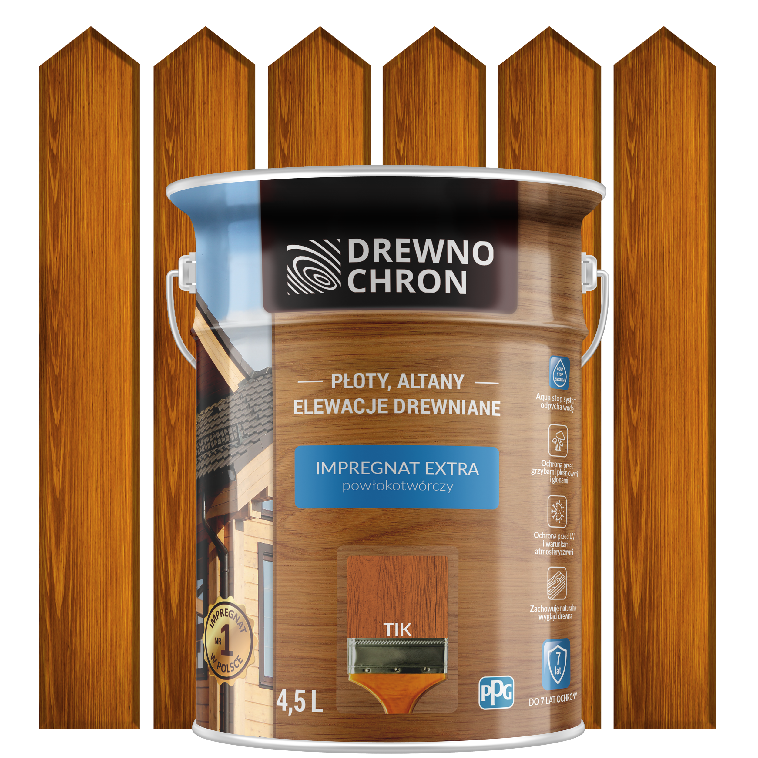 Impregnat do drewna Drewnochron Extra powłokotwórczy 4.5 l Tik