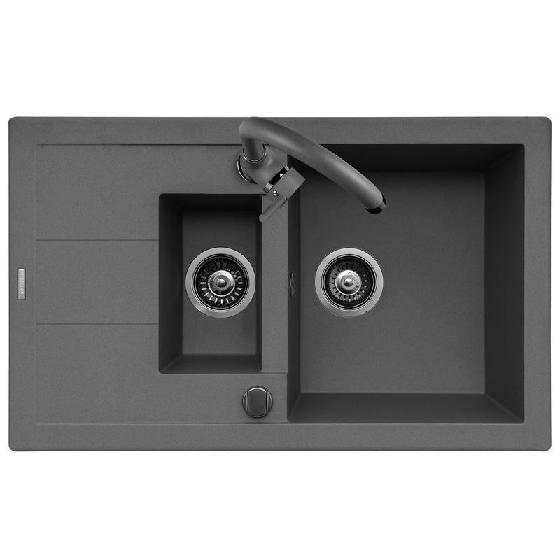 Zlewozmywak granitowy z baterią Senar 2 Pyramis