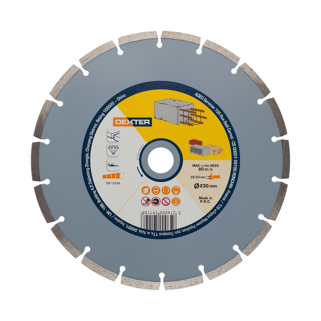 Tarcza diamentowa SEGMENTOWA DO BETONU 230 x 2.8 x 22.2 mm DEXTER