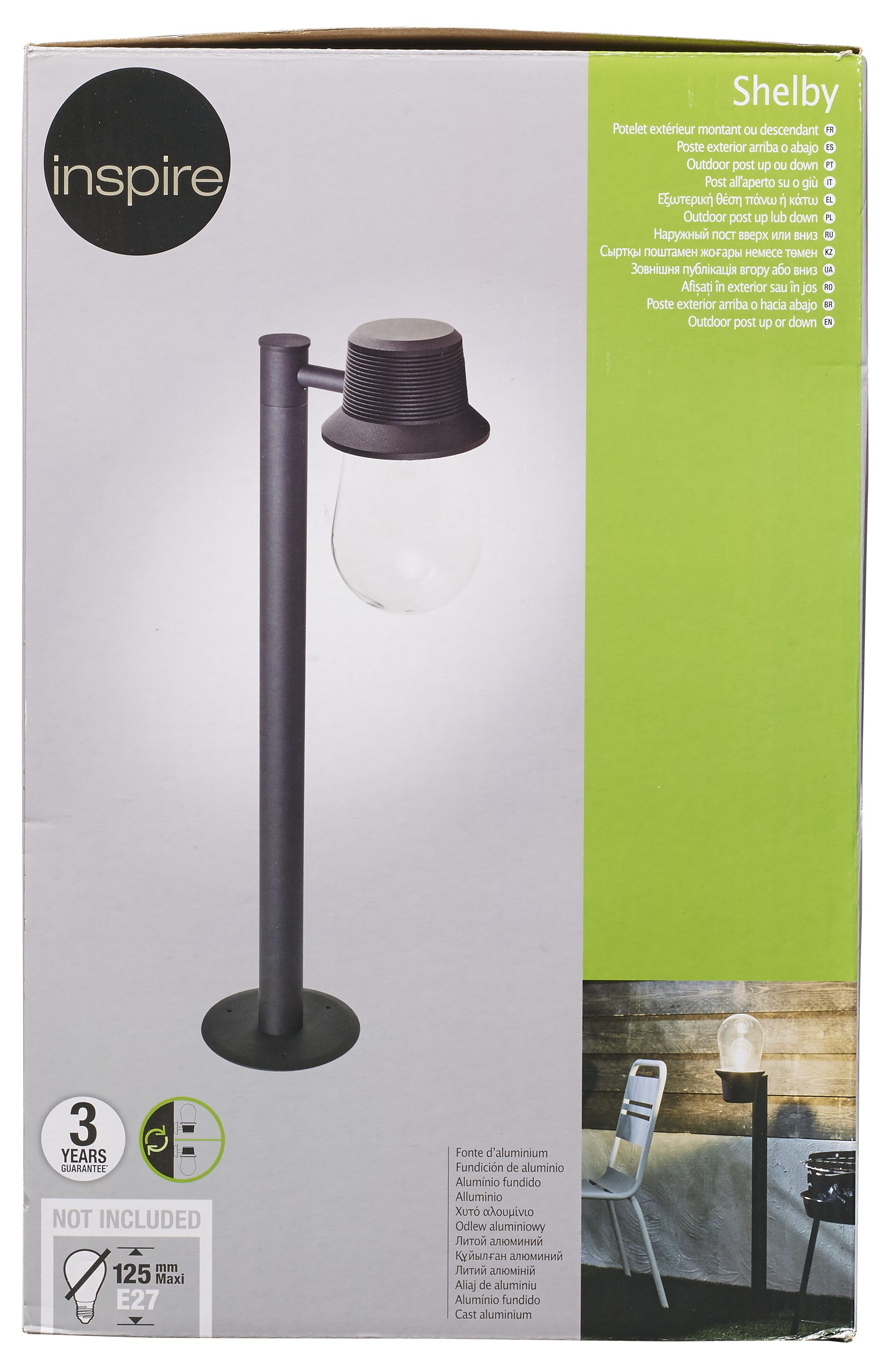 Lampione da giardino, Shelby H 138 cm, nero, IP44 INSPIRE - 8