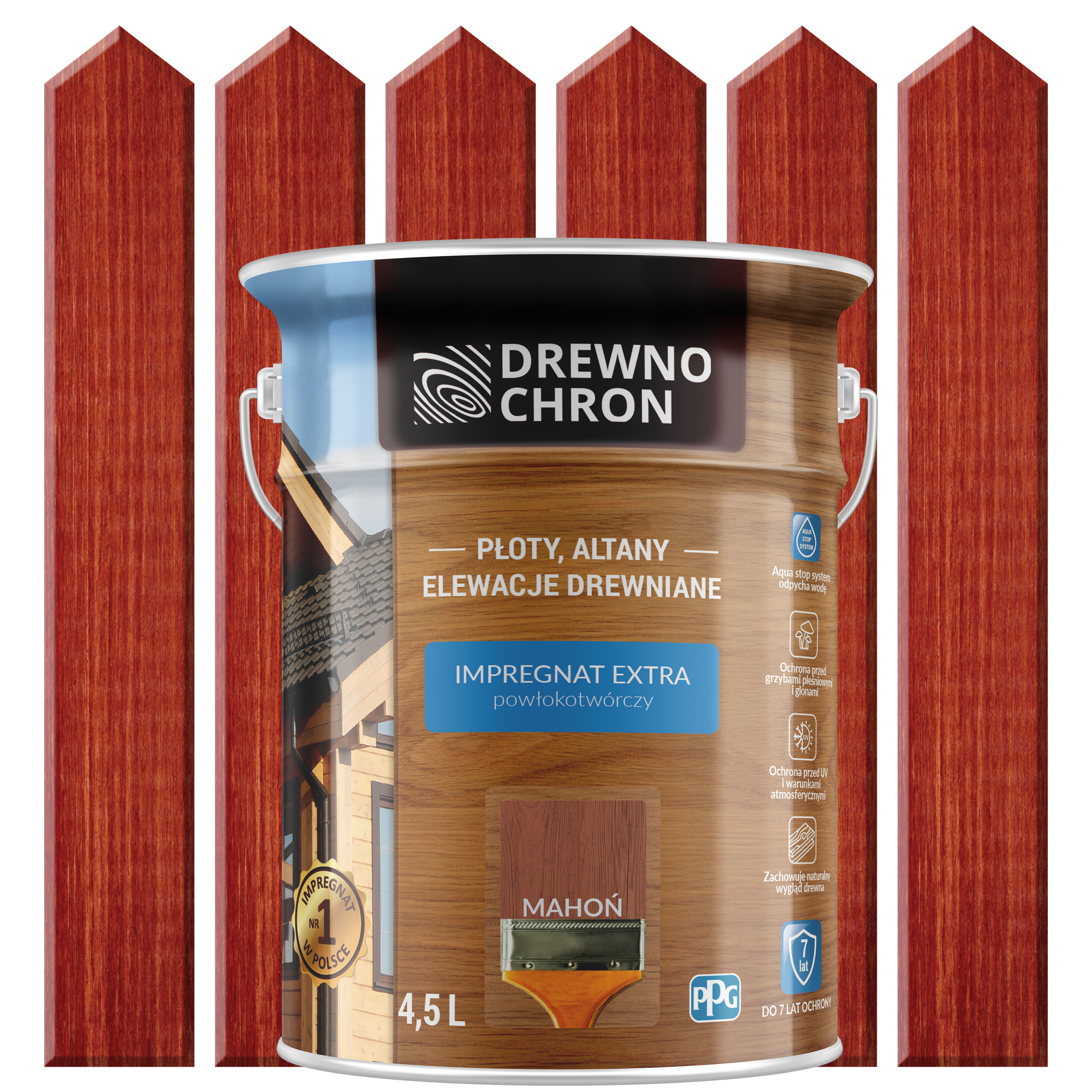Impregnat do drewna Drewnochron Extra powłokotwórczy 4.5 l Mahoń