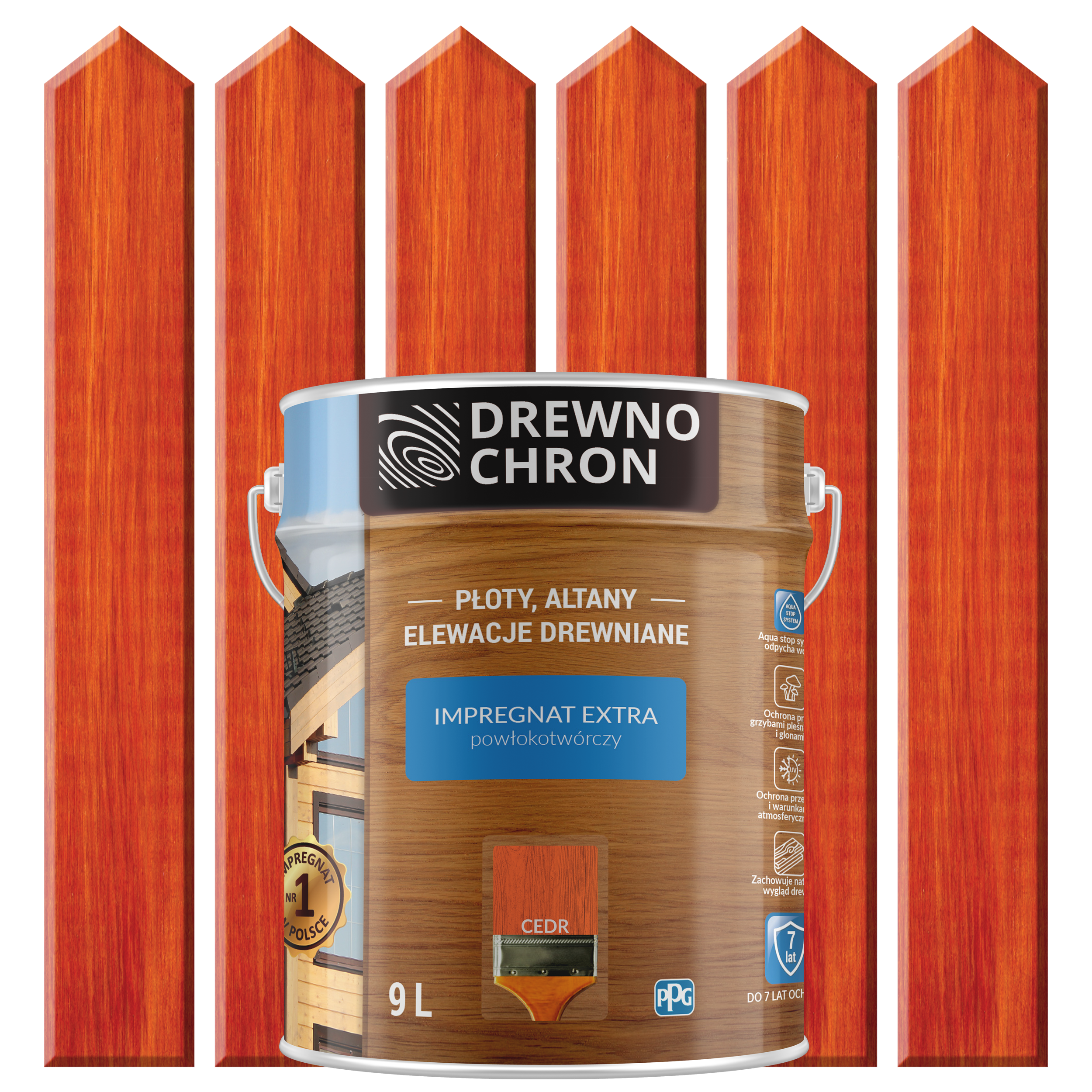 Impregnat do drewna Drewnochron Extra powłokotwórczy 9 l Cedr
