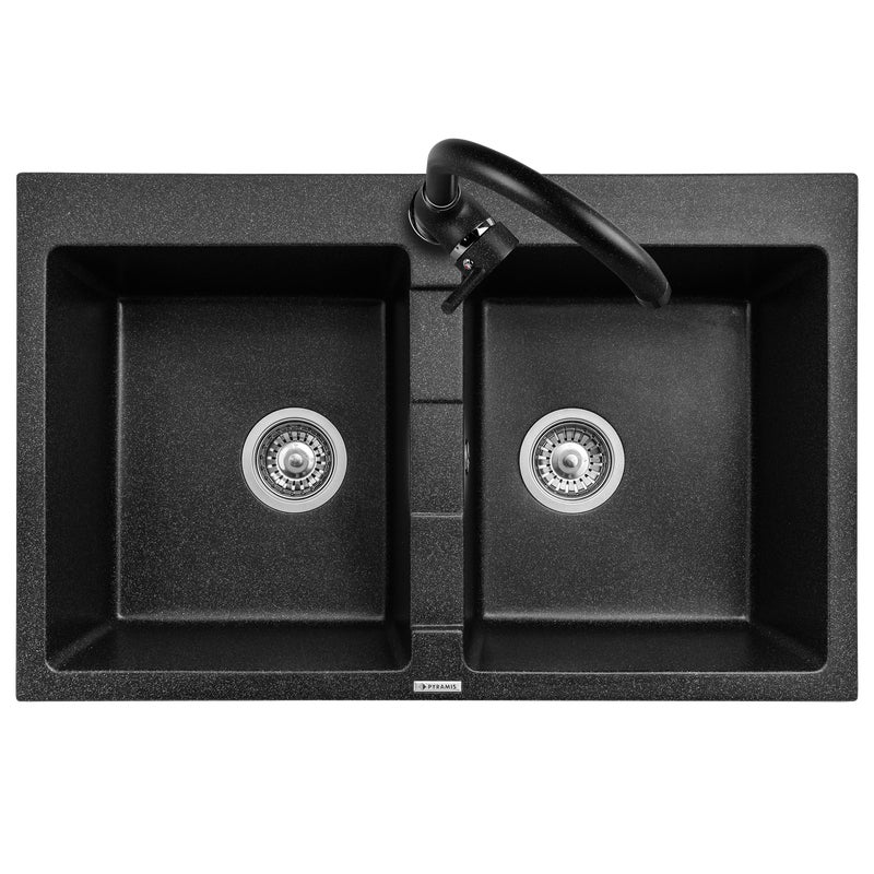 Zlewozmywak granitowy z baterią Senar 2 Pyramis