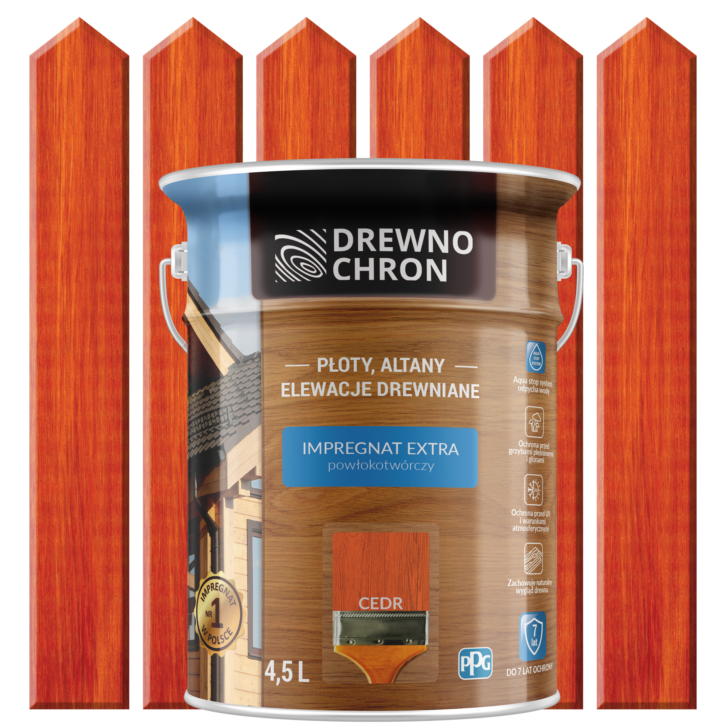 Impregnat do drewna Drewnochron Extra powłokotwórczy 4.5 l Cedr