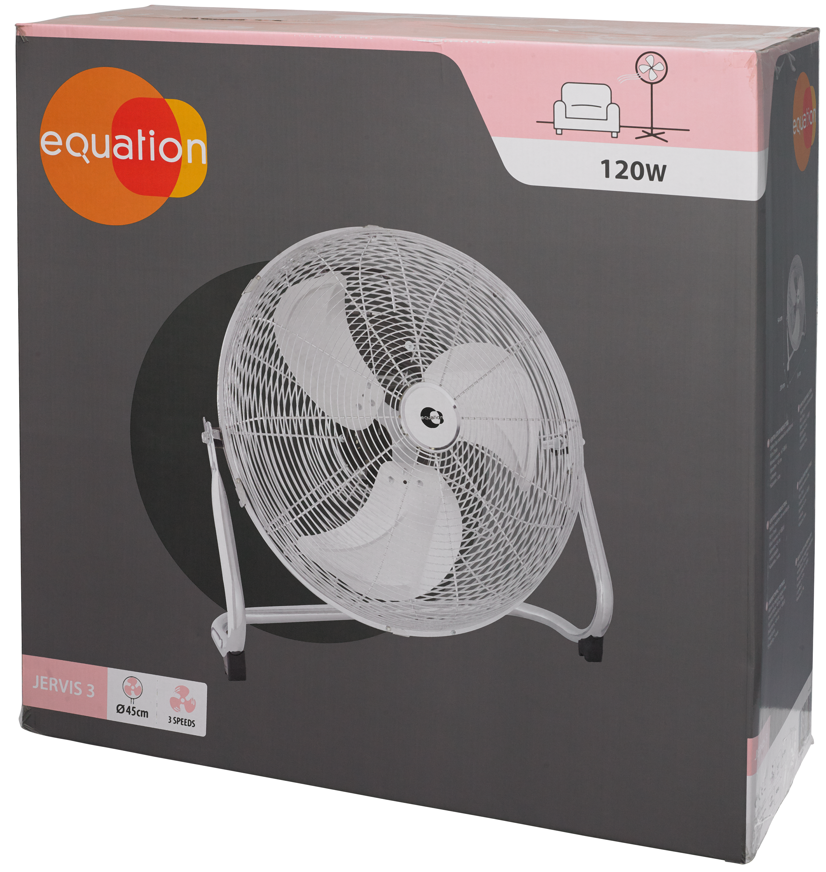 Wentylator podłogowy cyrkulacyjny bębnowy 45 cm M4AGEQ01 120W inox Equation - 3