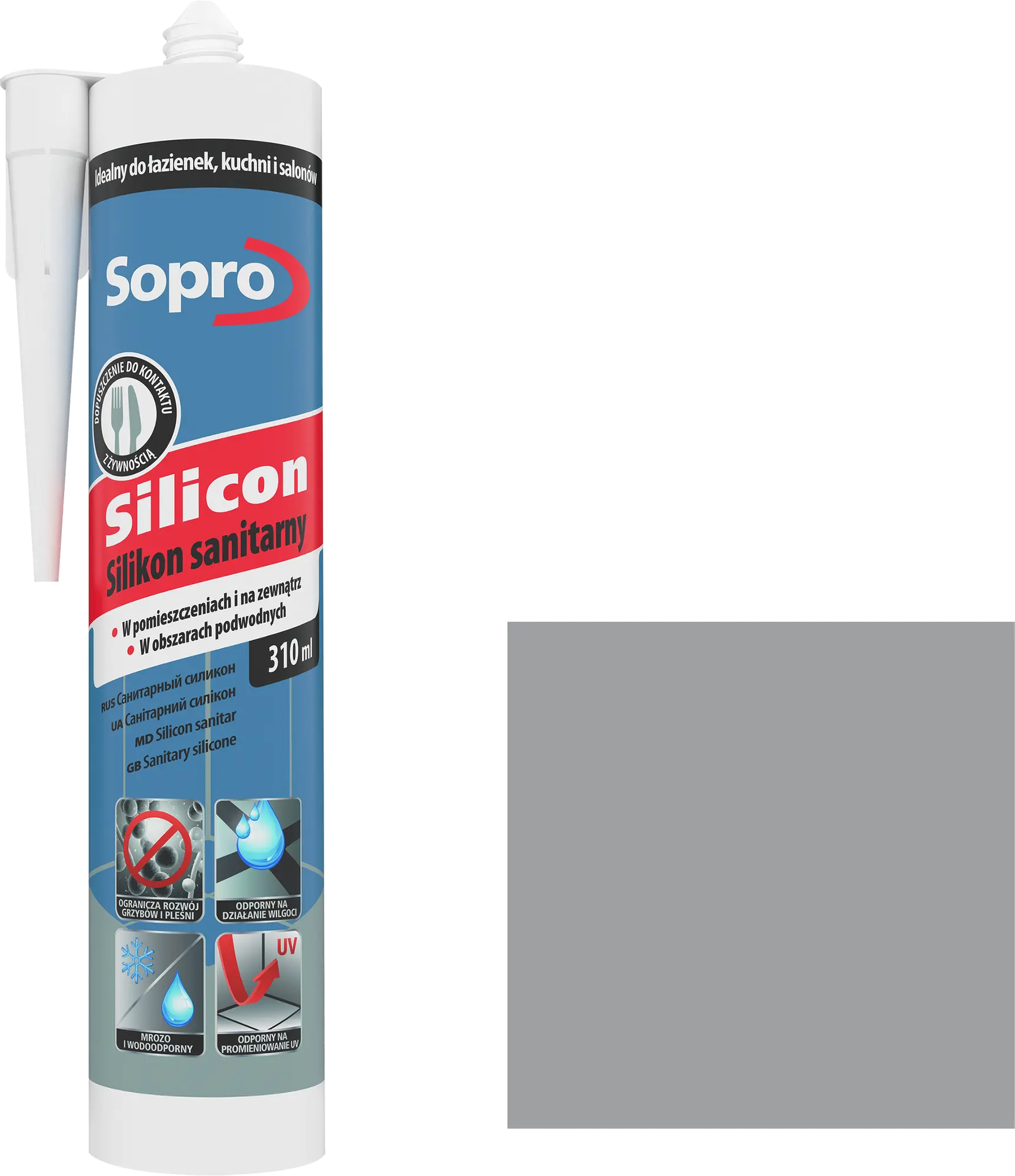 Silikon sanitarny 310 ml Szary 15 Sopro - 2