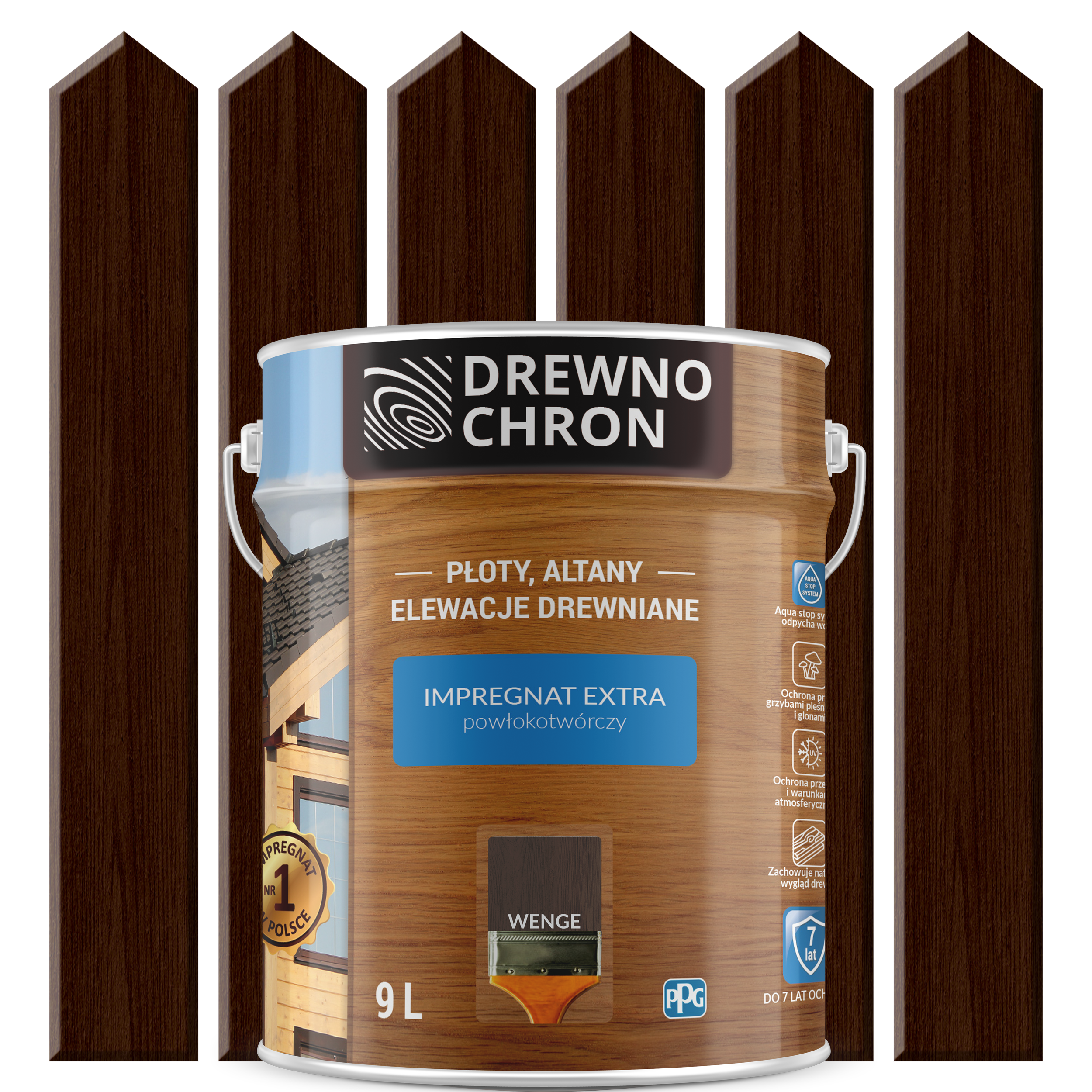 Impregnat do drewna Drewnochron Extra powłokotwórczy 9 l Wenge