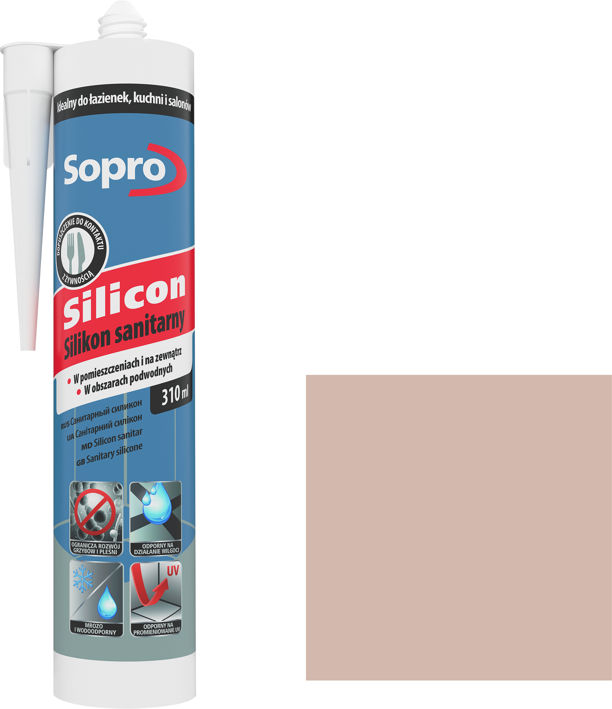Silikon sanitarny  310 ml Beżowy 33 Sopro - 2