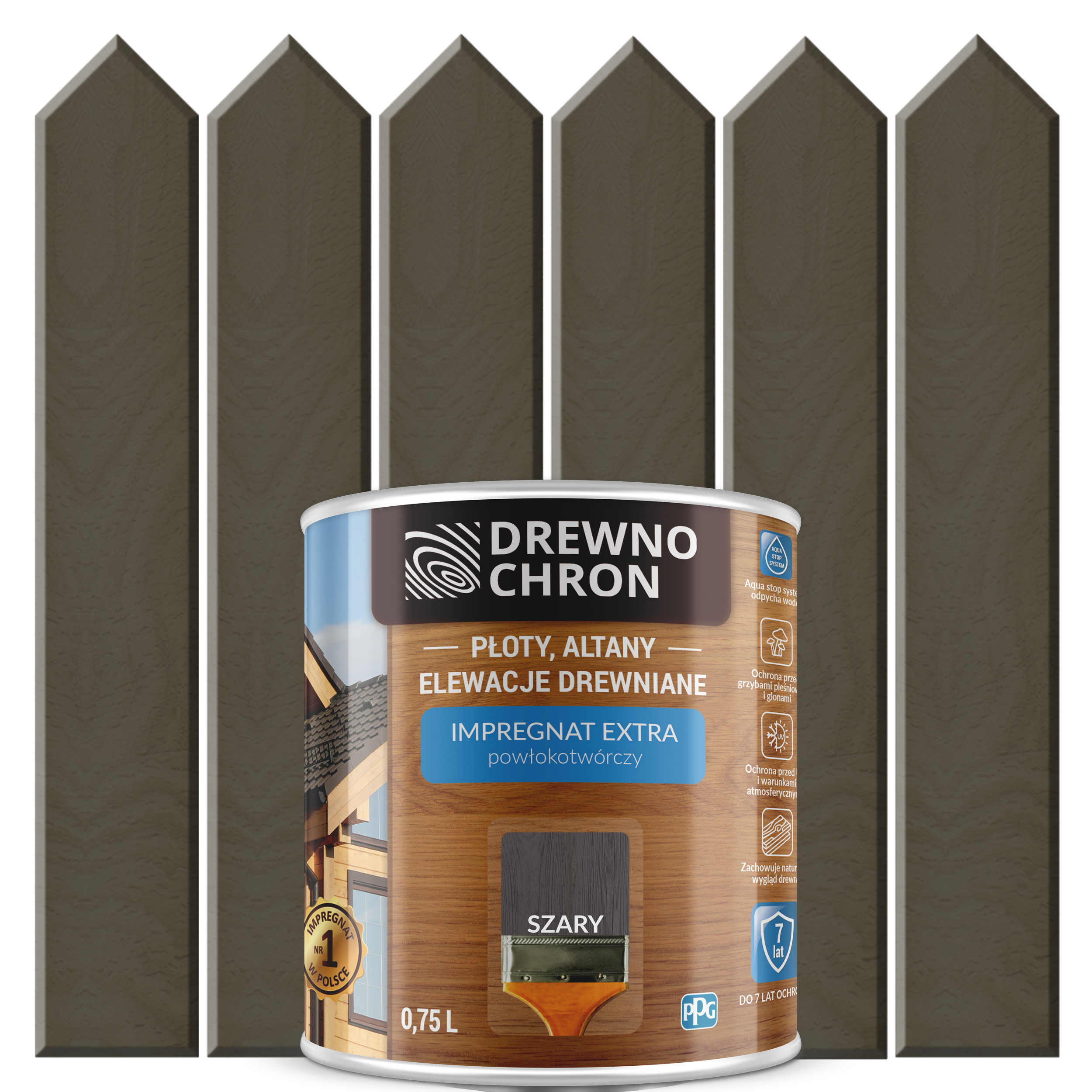 Impregnat do drewna Drewnochron Extra powłokotwórczy 0.75 l Szary