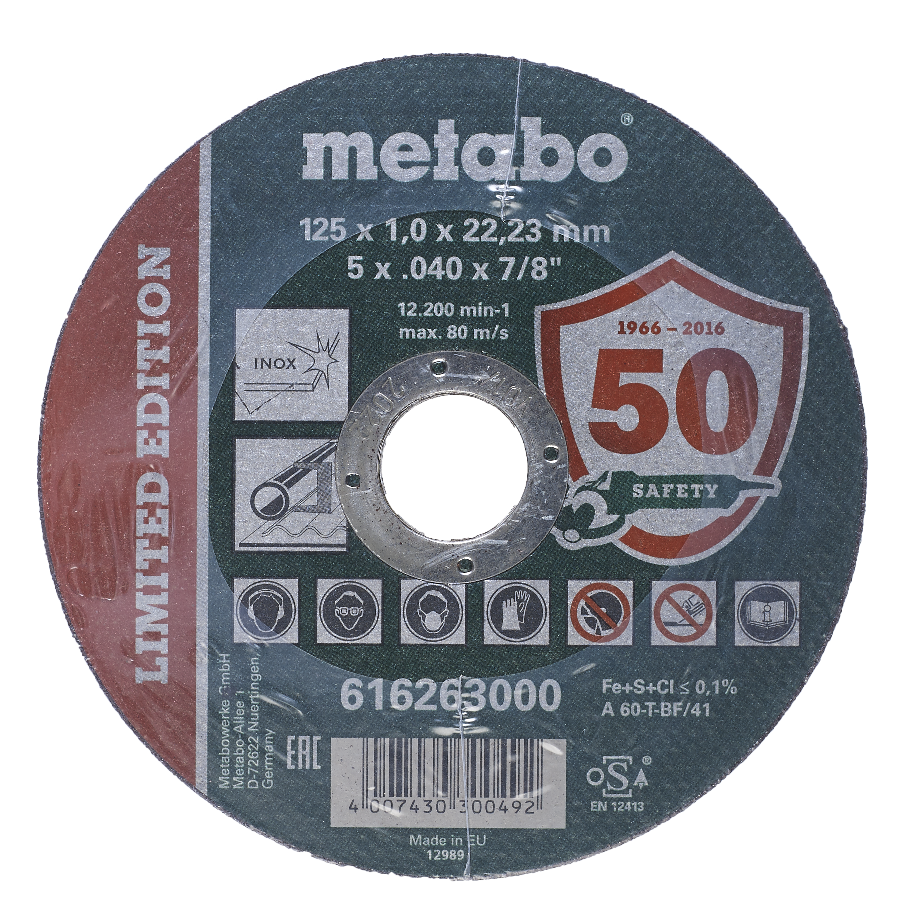 Tarcza do cięcia TF41 125 x 1.0 x 22.23 INOX METABO - 2