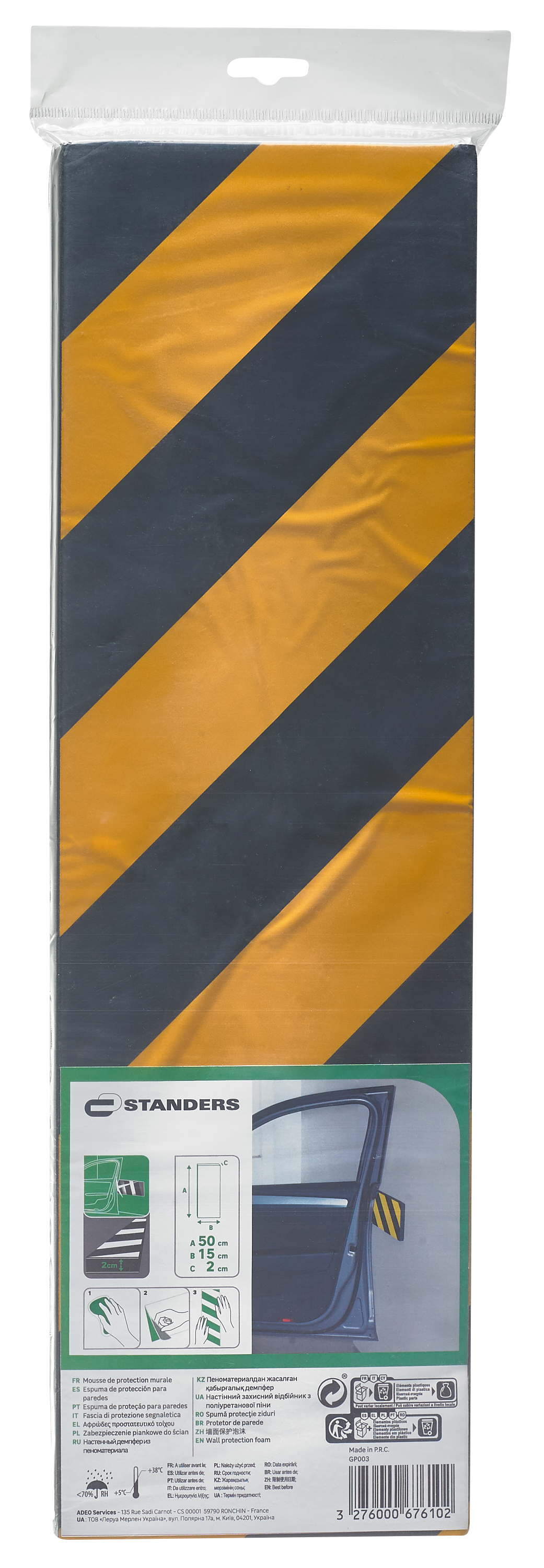 Protector pared garaje ángulo recto Negro y amarillo - 12