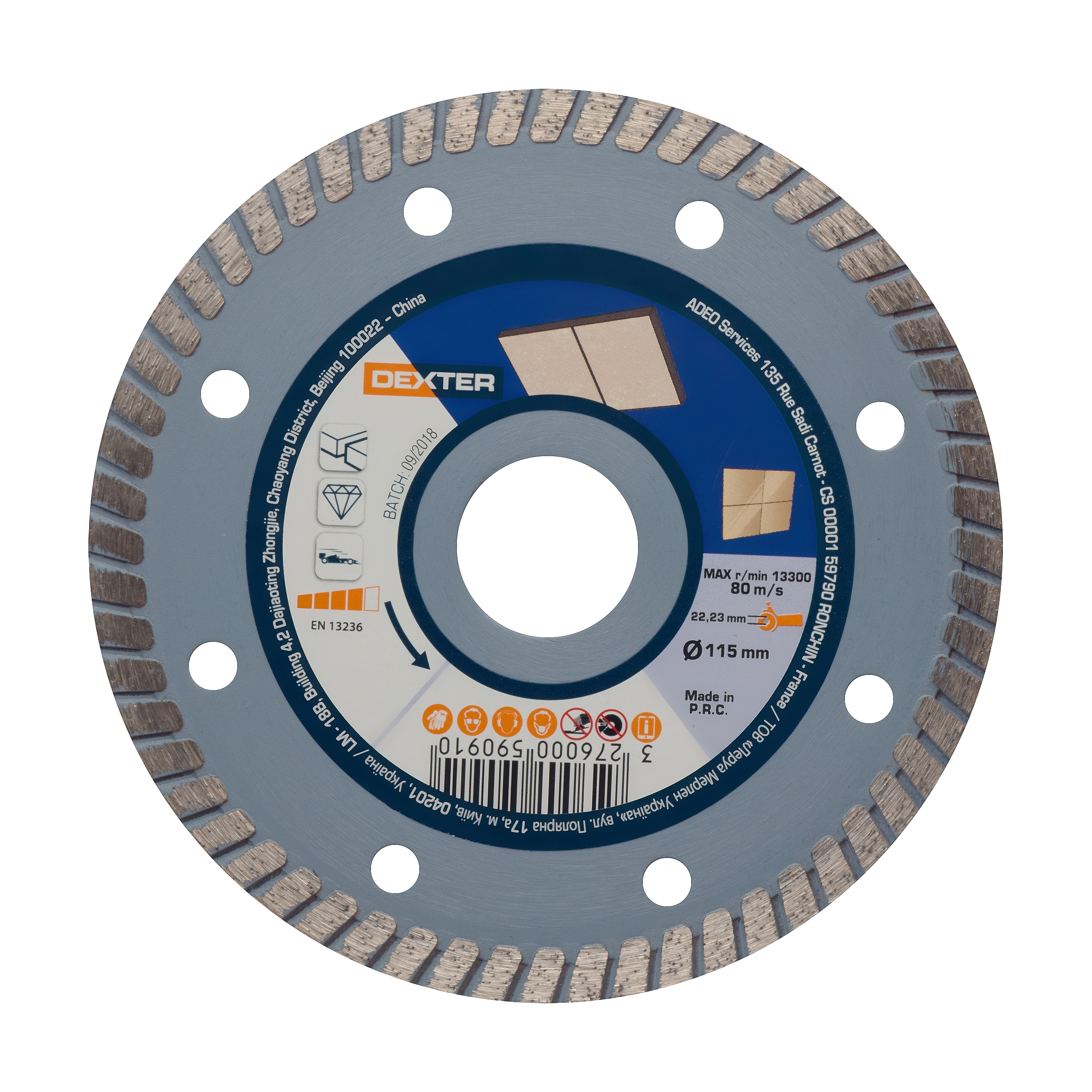 Tarcza diamentowa TURBO 115 x 1.8 x 22.2 mm DEXTER