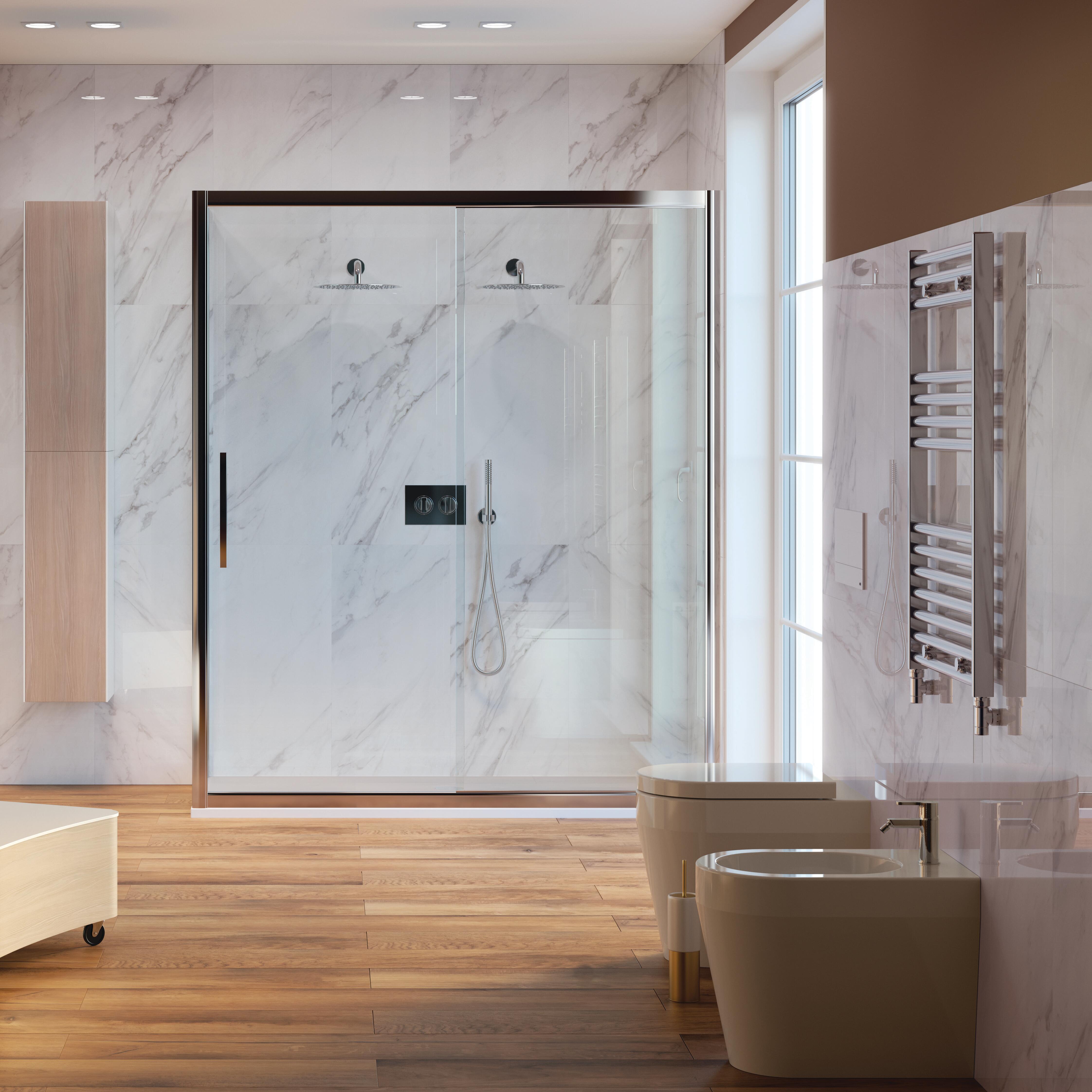 Porta doccia scorrevole Namara, L 155-160 cm x H 195 cm x SP 8 mm, profilo cromo - 2