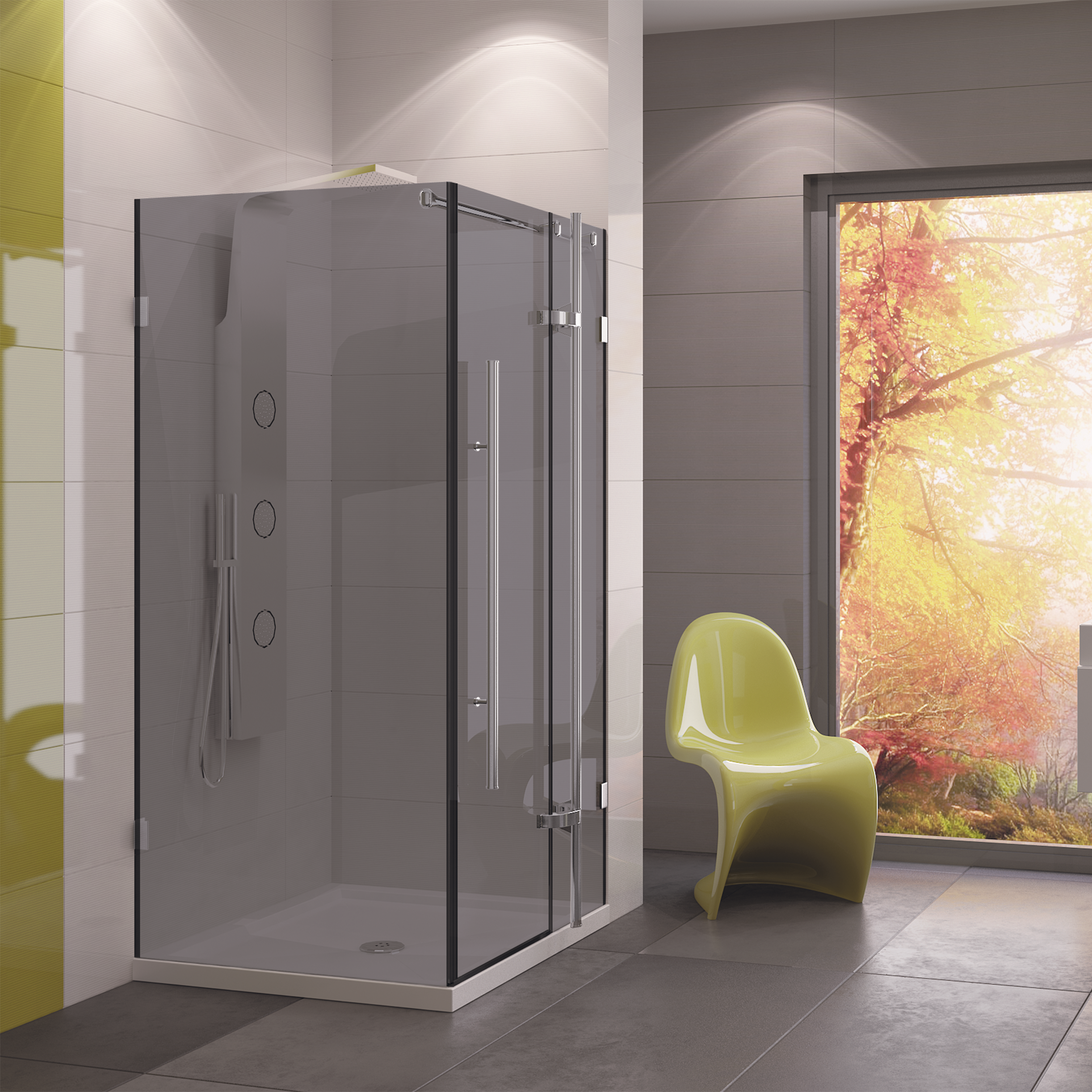 Kabina prysznicowa kwadratowa Ferra 90 x 90 x 190 cm chrom szkło grafitowe Wellneo - 3