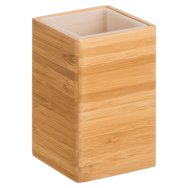 Bicchiere da bagno porta spazzolini Natural bamboo  L 7 x H 11 in bambù legno chiaro