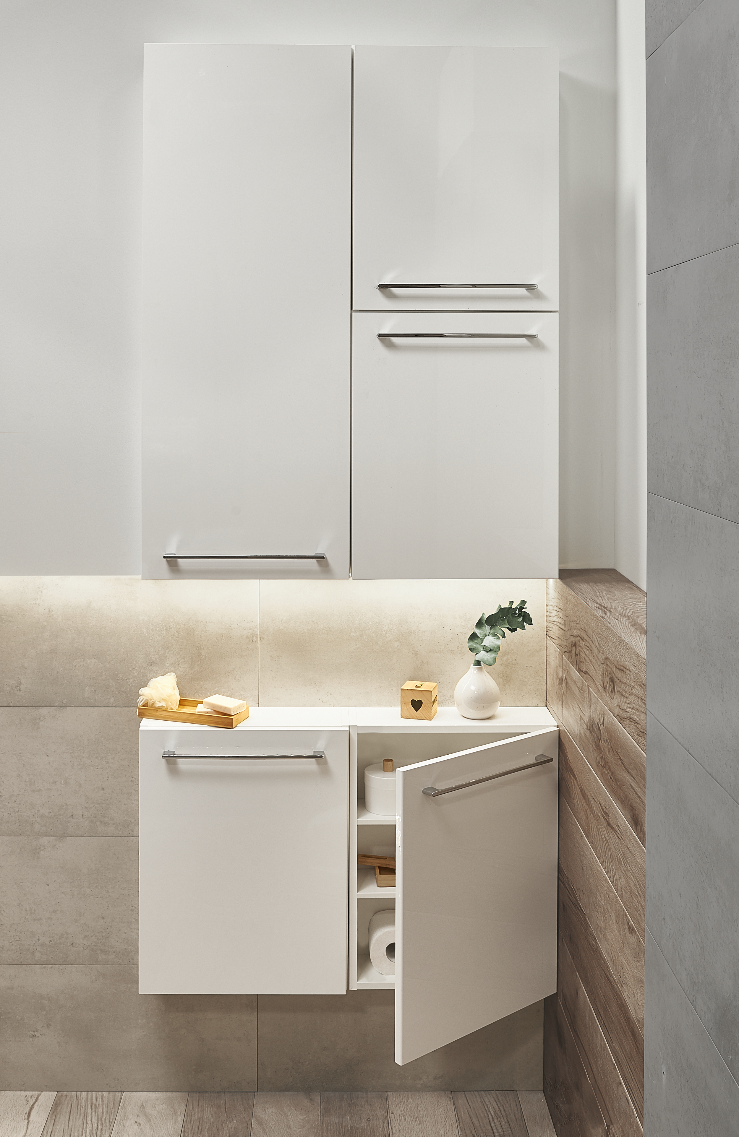 Struttura semi colonna da bagno Remix bianco lucido L 45 x H 58 x P 14 cm - 3