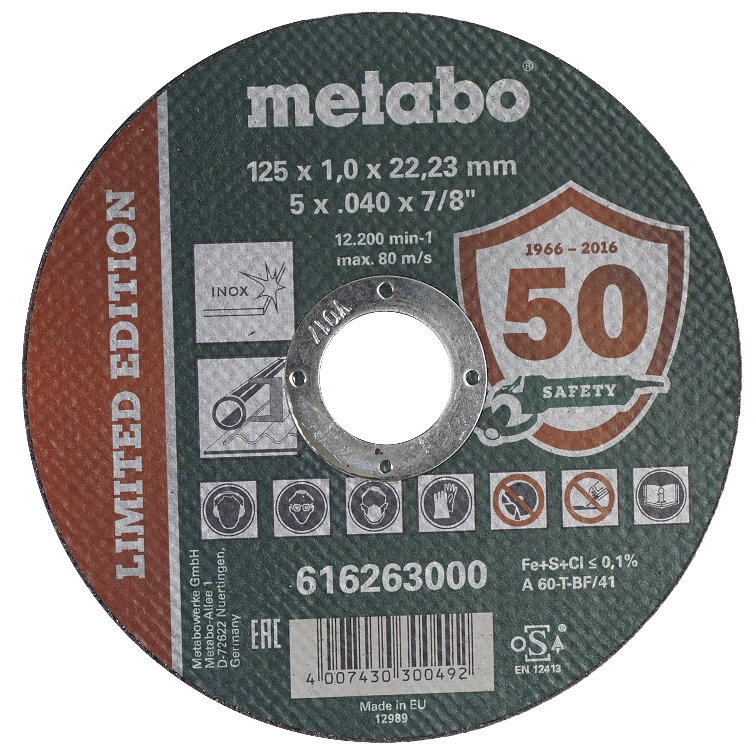 Tarcza do cięcia TF41 125 x 1.0 x 22.23 INOX METABO
