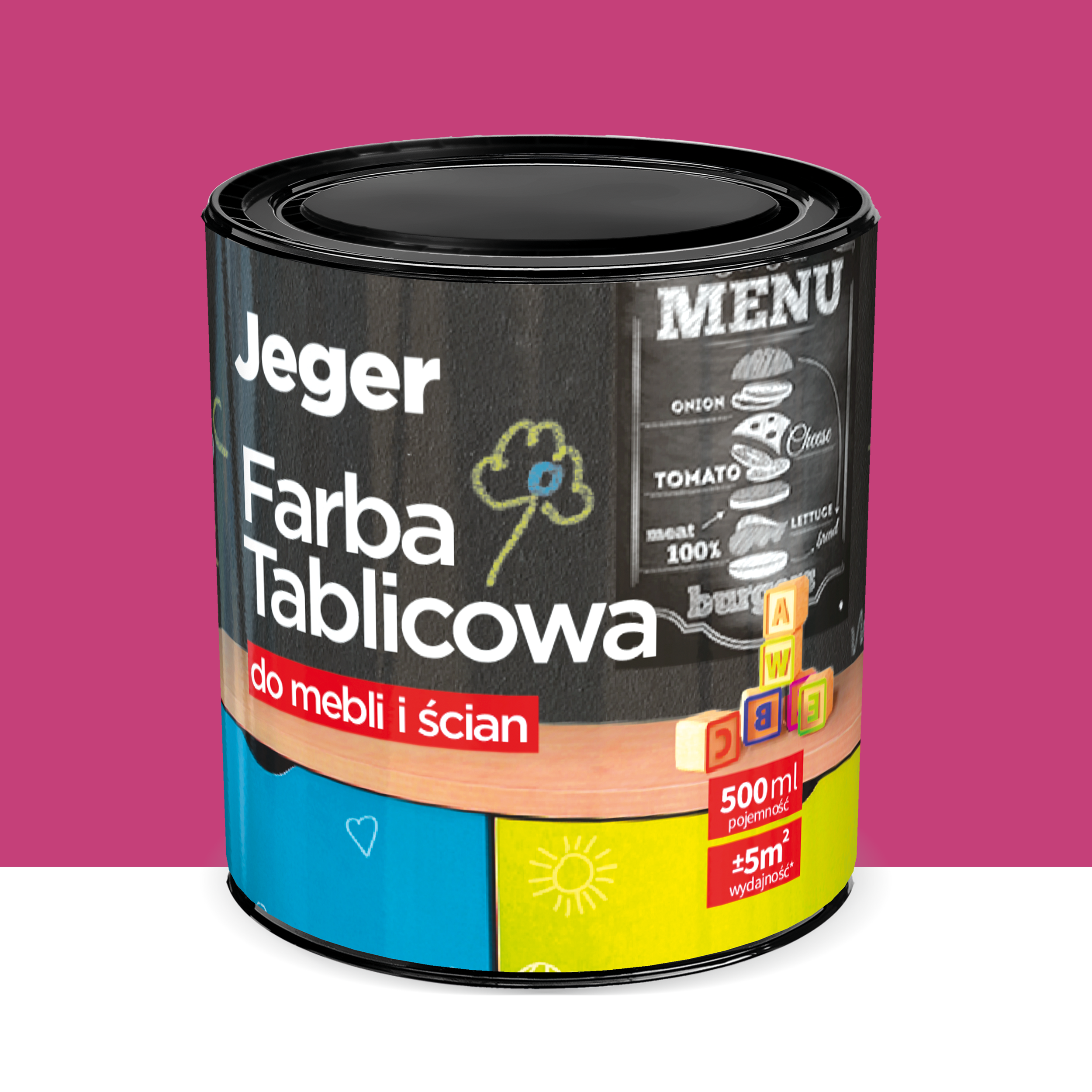 Farba tablicowa do mebli i ścian 0.5 l Fuksja JEGER