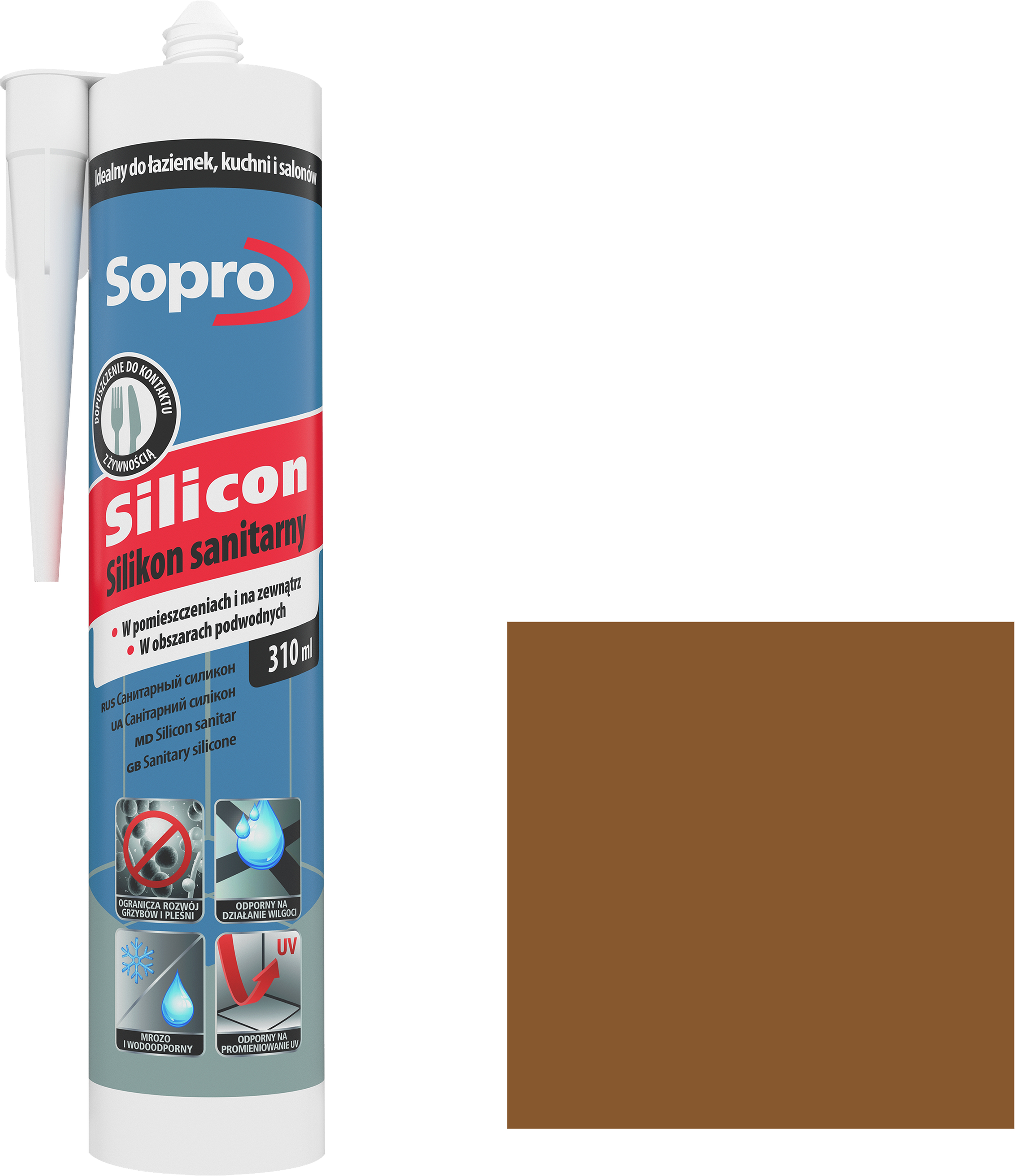 Silikon sanitarny  310 ml Ciemny beżowy 58 Sopro - 2
