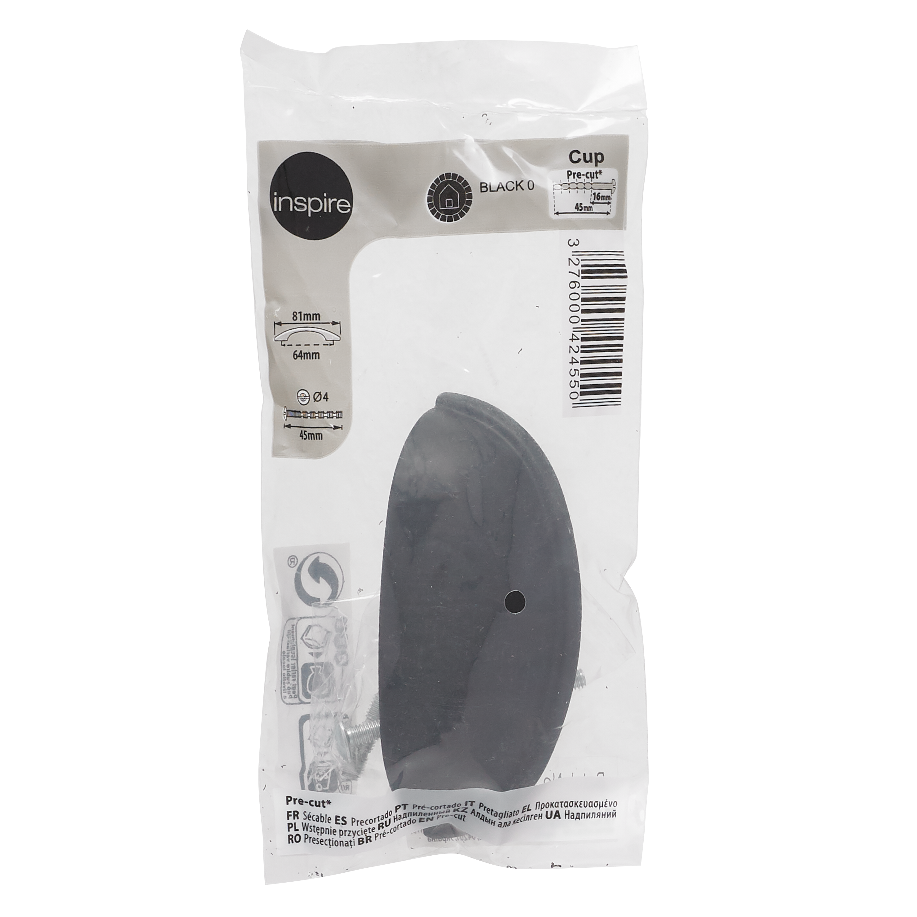 Puxador para móvel INSPIRE CONCHA PRETO MATE 64MM - 5