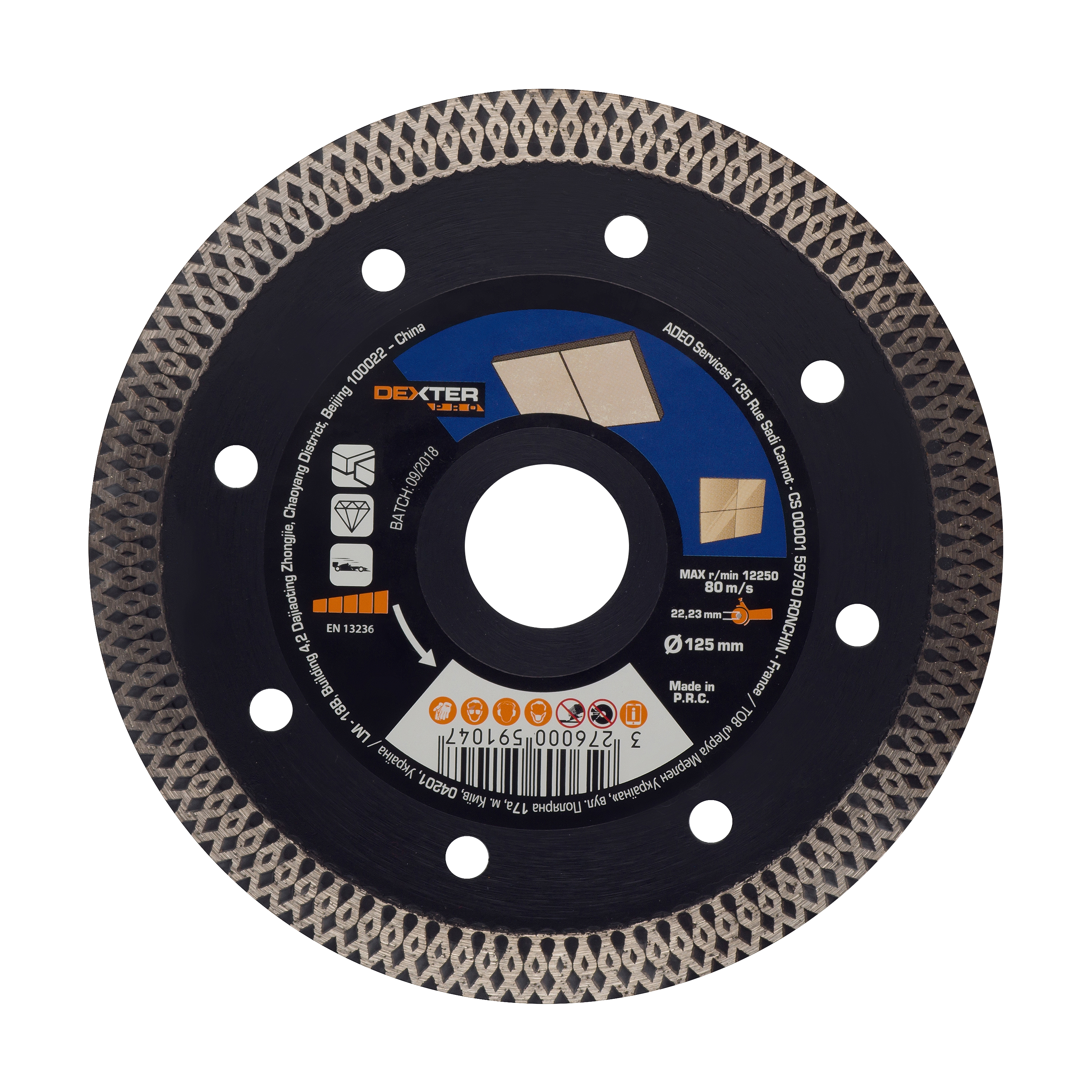 Tarcza diamentowa TURBO DO GRESU 125 x 1.6 x 22.2 mm DEXTER PRO