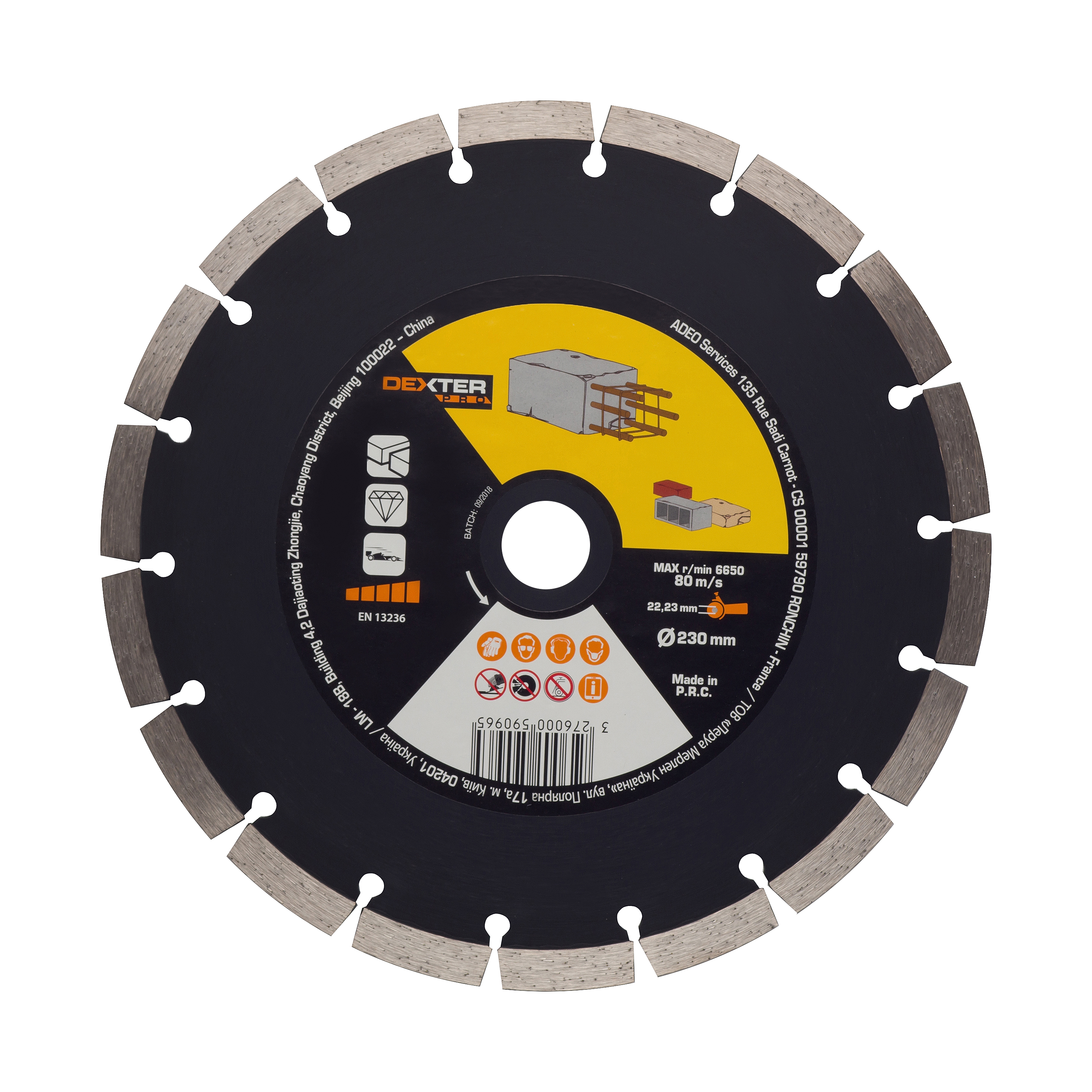 Tarcza diamentowa SEGMENTOWA DO BETONU 230 x 2.5 x 22.2 mm DEXTER PRO