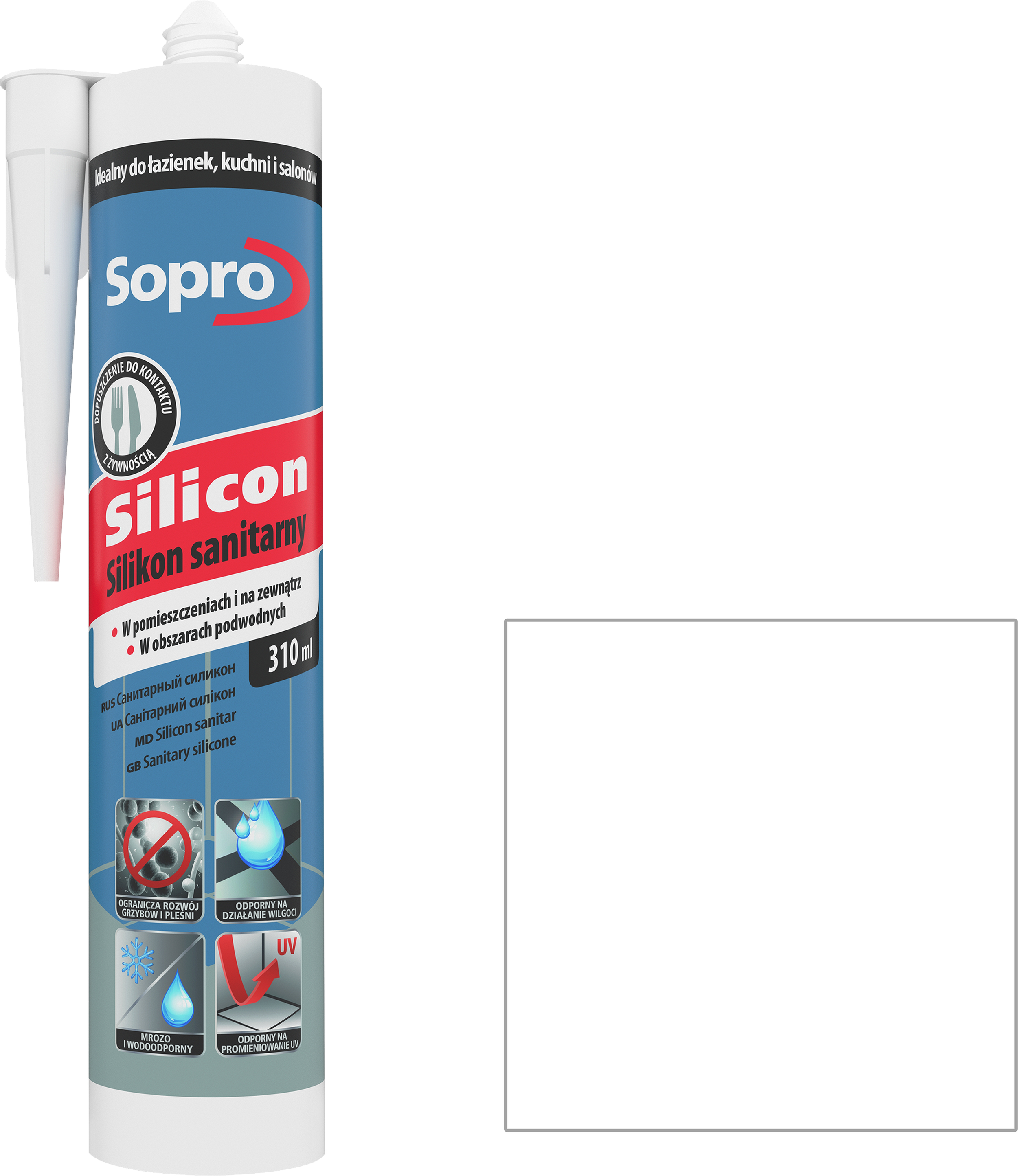 Silikon sanitarny  310 ml Bezbarwny Sopro - 2