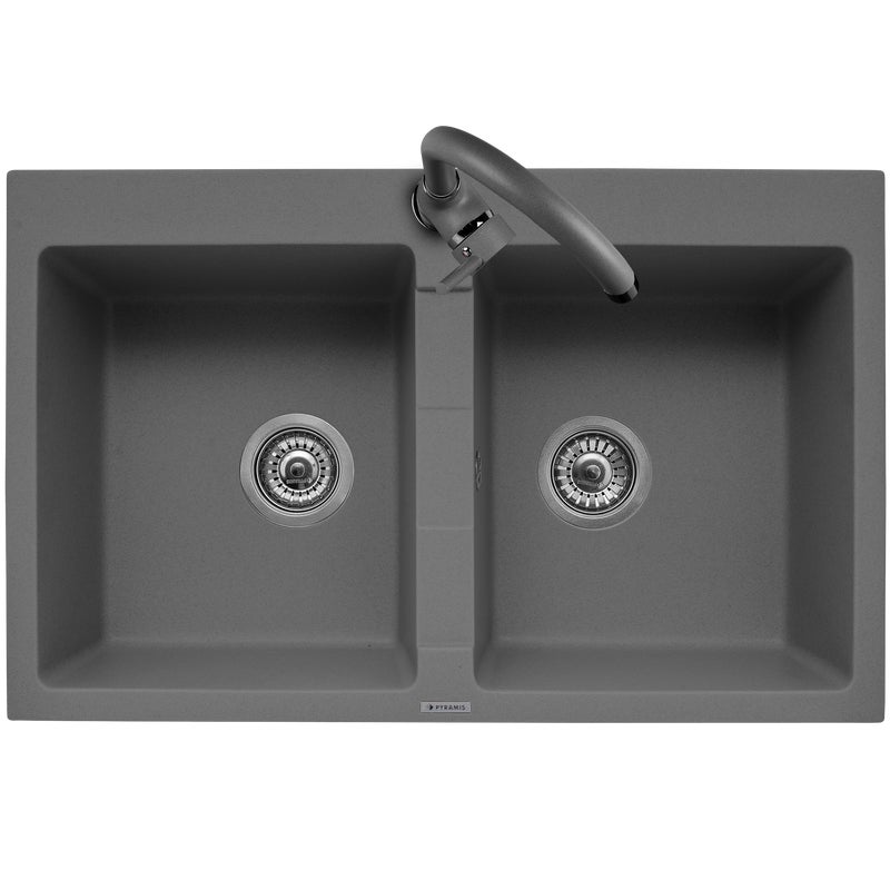 Zlewozmywak granitowy z baterią Senar 2 Pyramis
