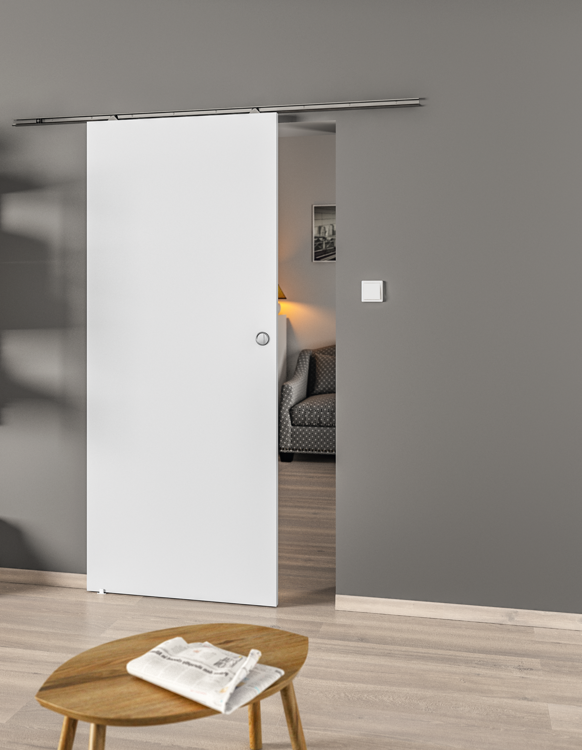 Drzwi przesuwne pełne Max Białe 80 Uniwersalne - 2