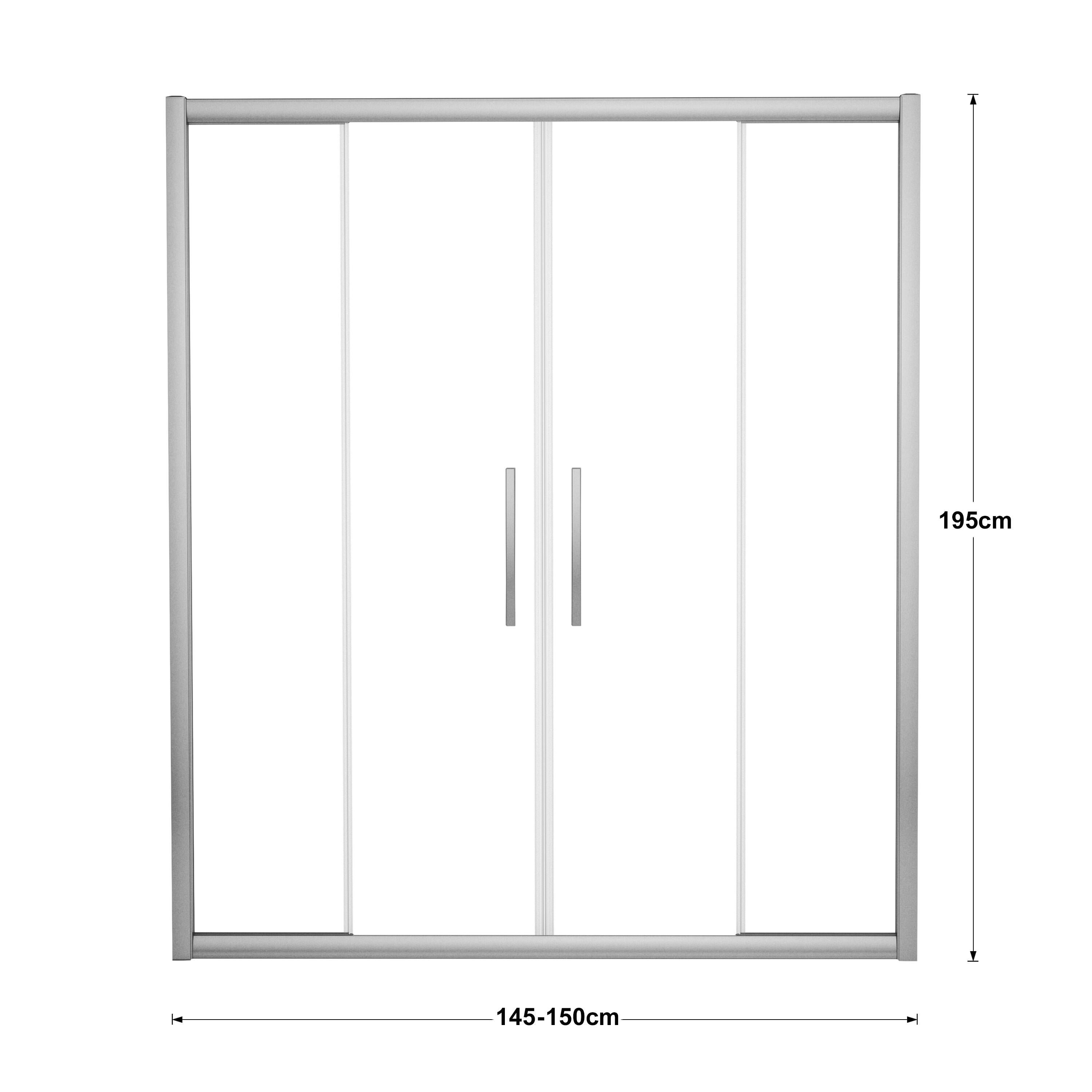 Porta doccia scorrevole L 145-150 cm x H 195 cm per nicchia in vetro trasparente SP. 8 mm, profilo lucido cromo, serie Namara - 8
