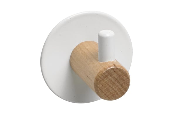 Percha/perchero Scandi madera blanco  con 1 gancho