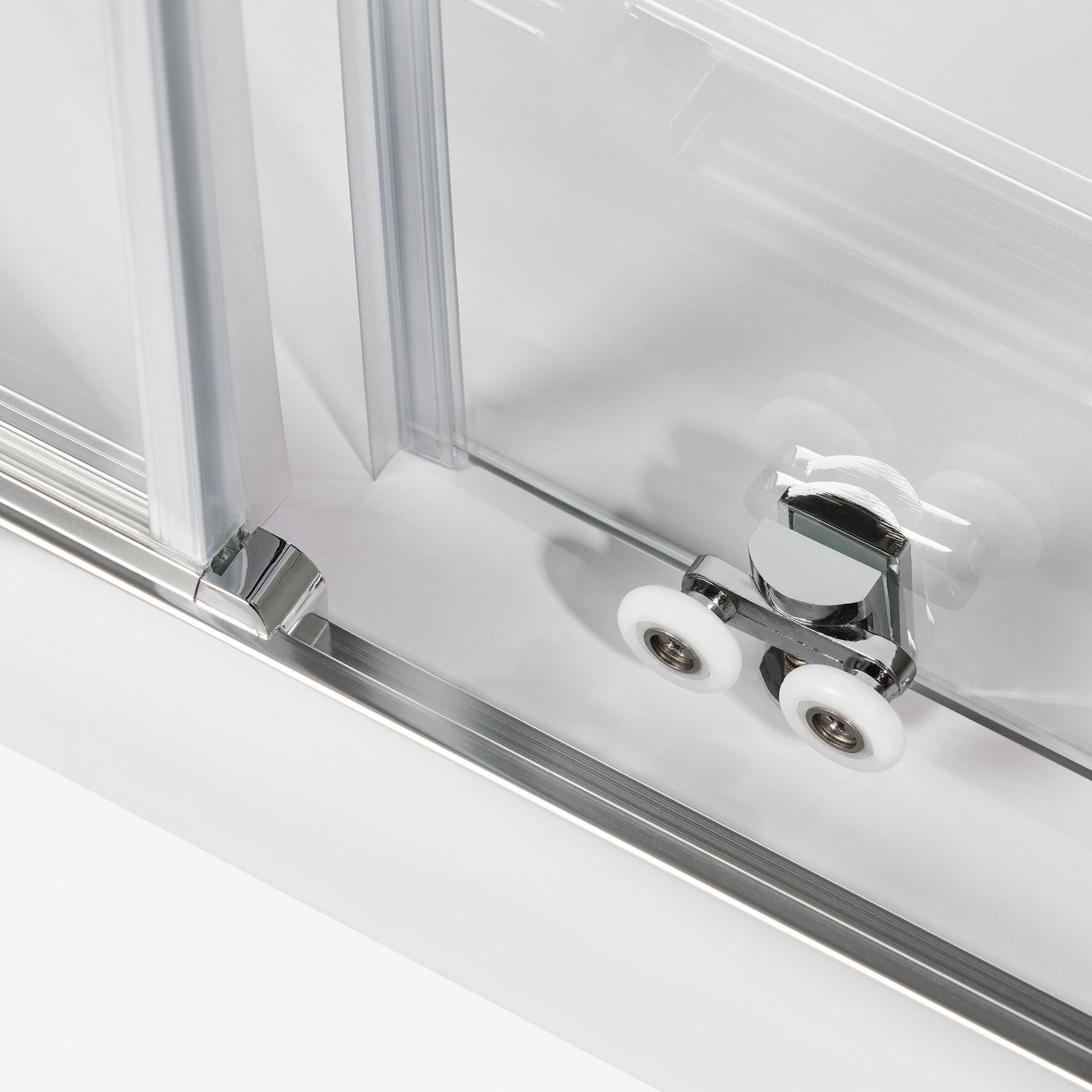Porta doccia scorrevole L 145-150 cm x H 195 cm per nicchia in vetro trasparente SP. 8 mm, profilo lucido cromo, serie Namara - 6