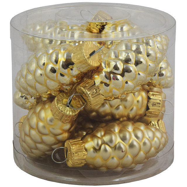 Bombki szklane 5cm 12szt. złote szyszki Vitbis