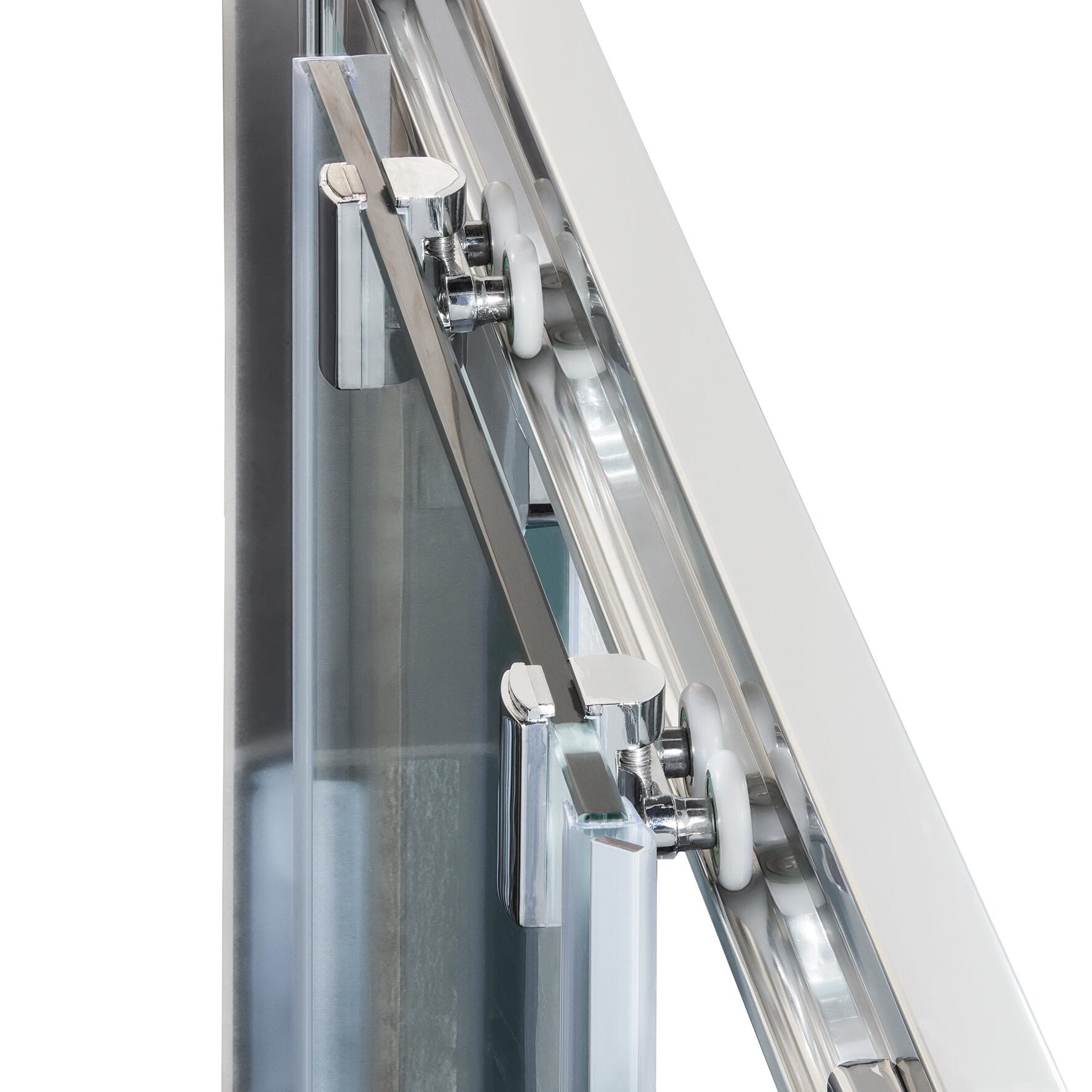 Porta doccia scorrevole L 145-150 cm x H 195 cm per nicchia in vetro trasparente SP. 8 mm, profilo lucido cromo, serie Namara - 4