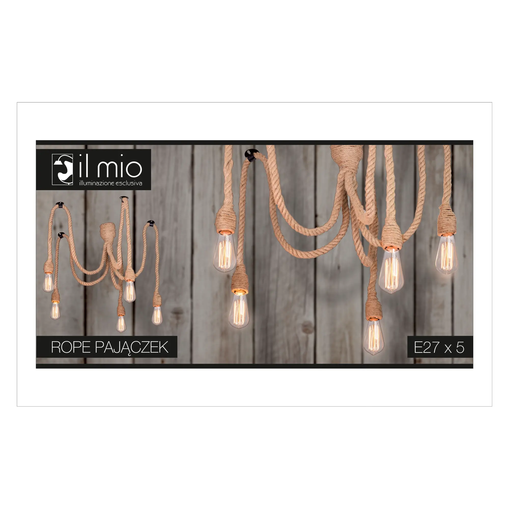 Lampa wisząca Rope pająk sznur 5 x E27 Il Mio - 3